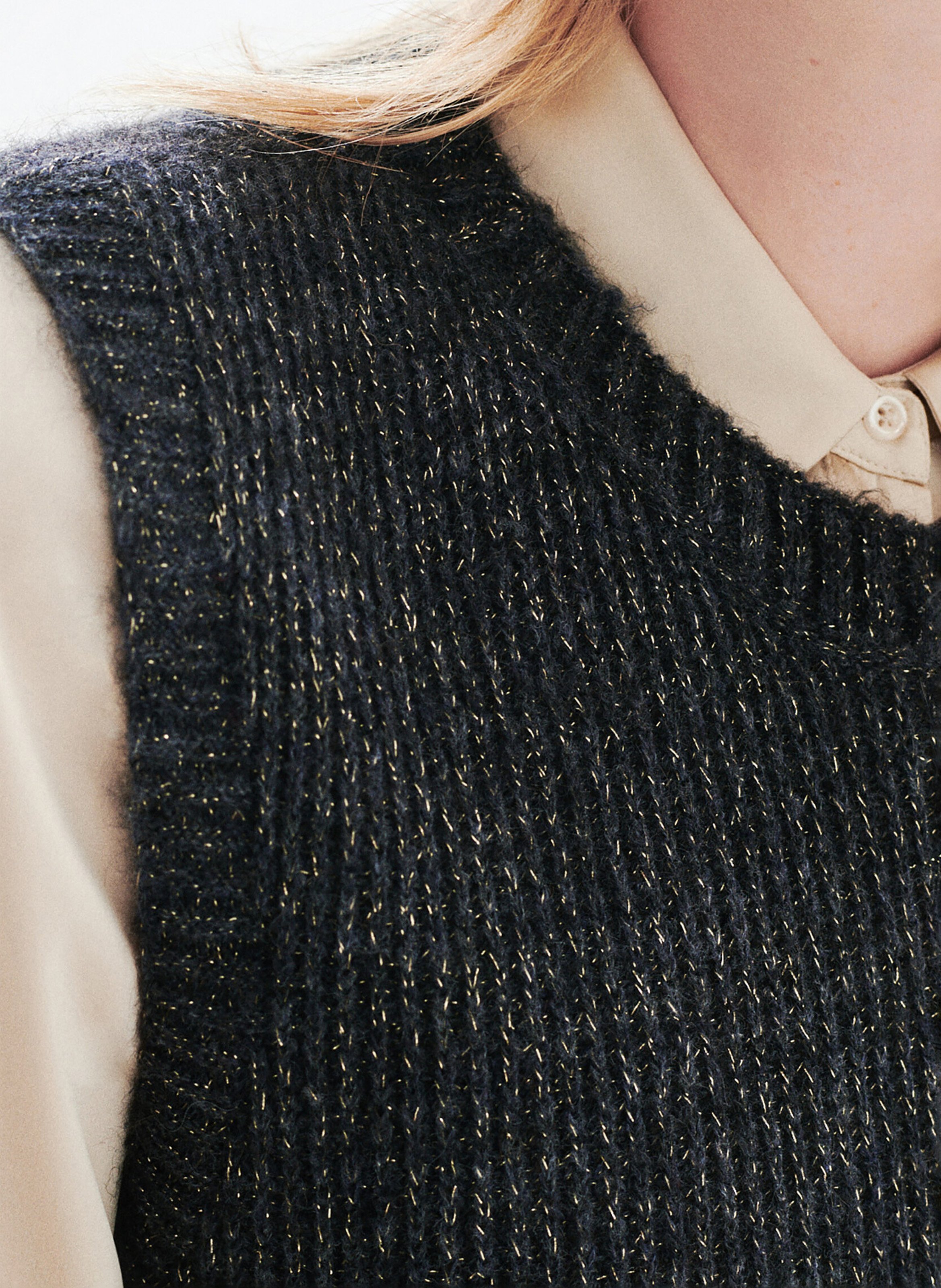 Pull sans manches à détail métallisé CAROLL Gris