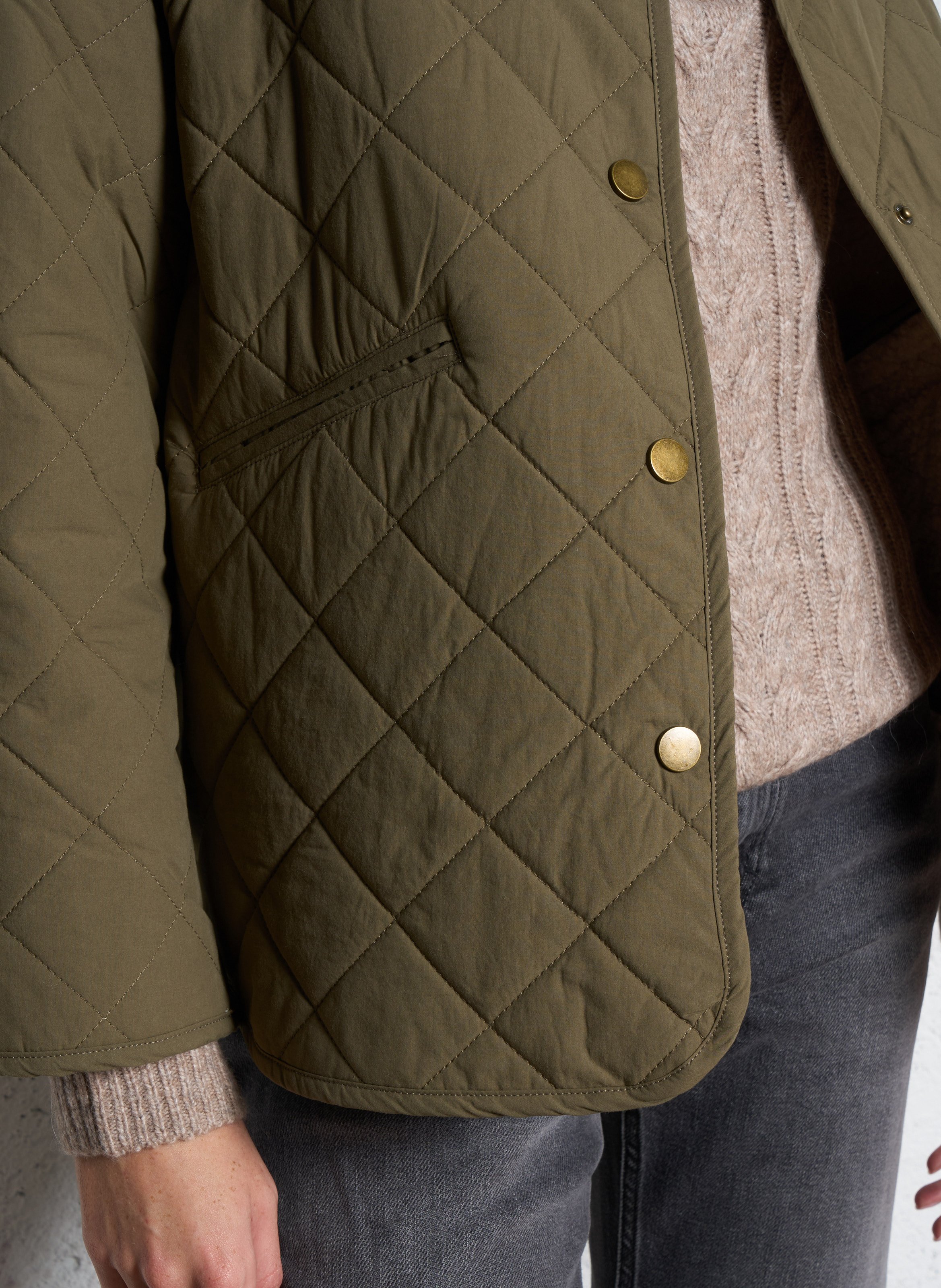 Oversize Rundhalsausschnitt Baumwolljacke THE KORNER Khaki