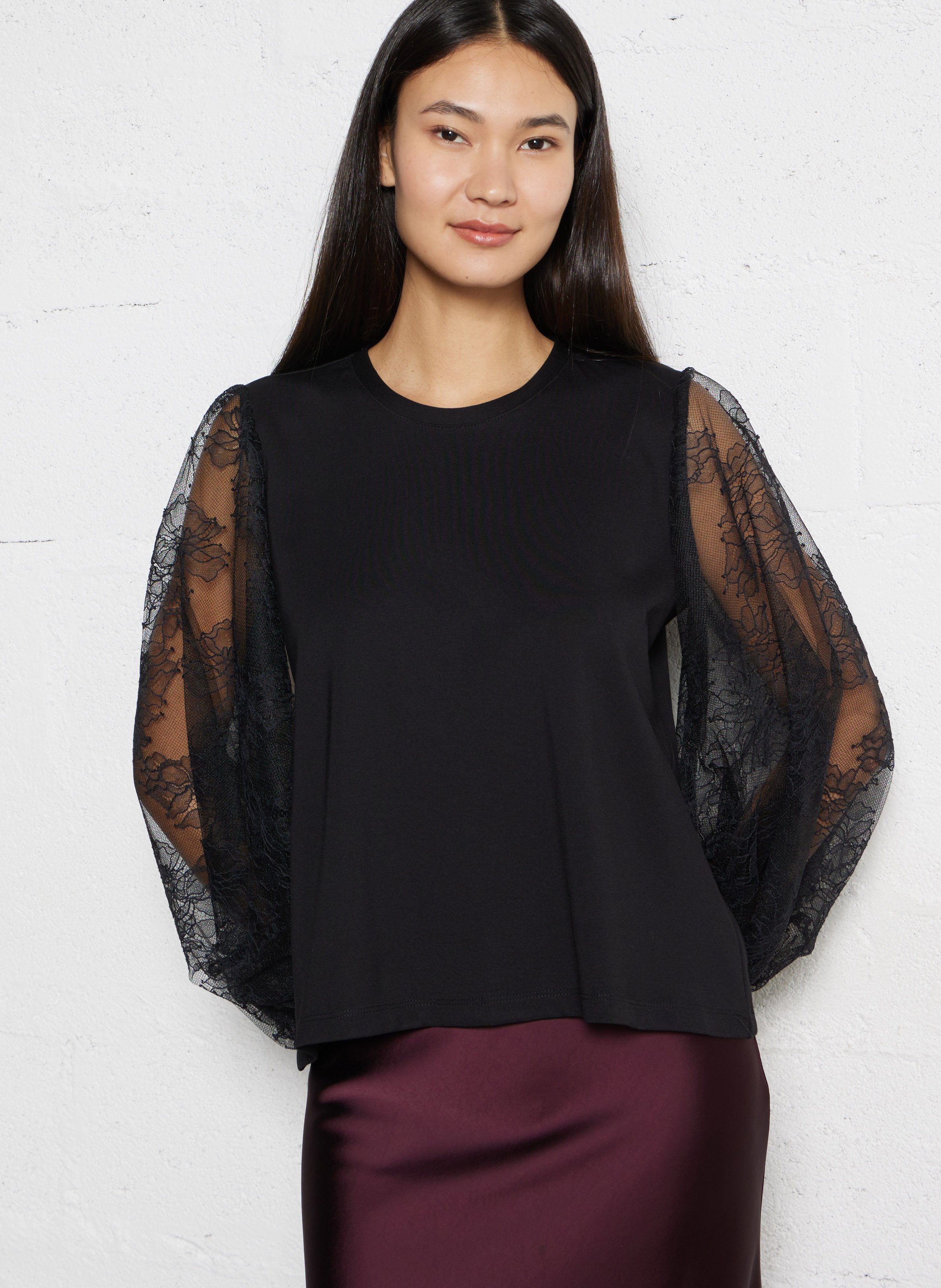 Gerader Top mit Spitzenbesatz IMPERIAL Schwarz