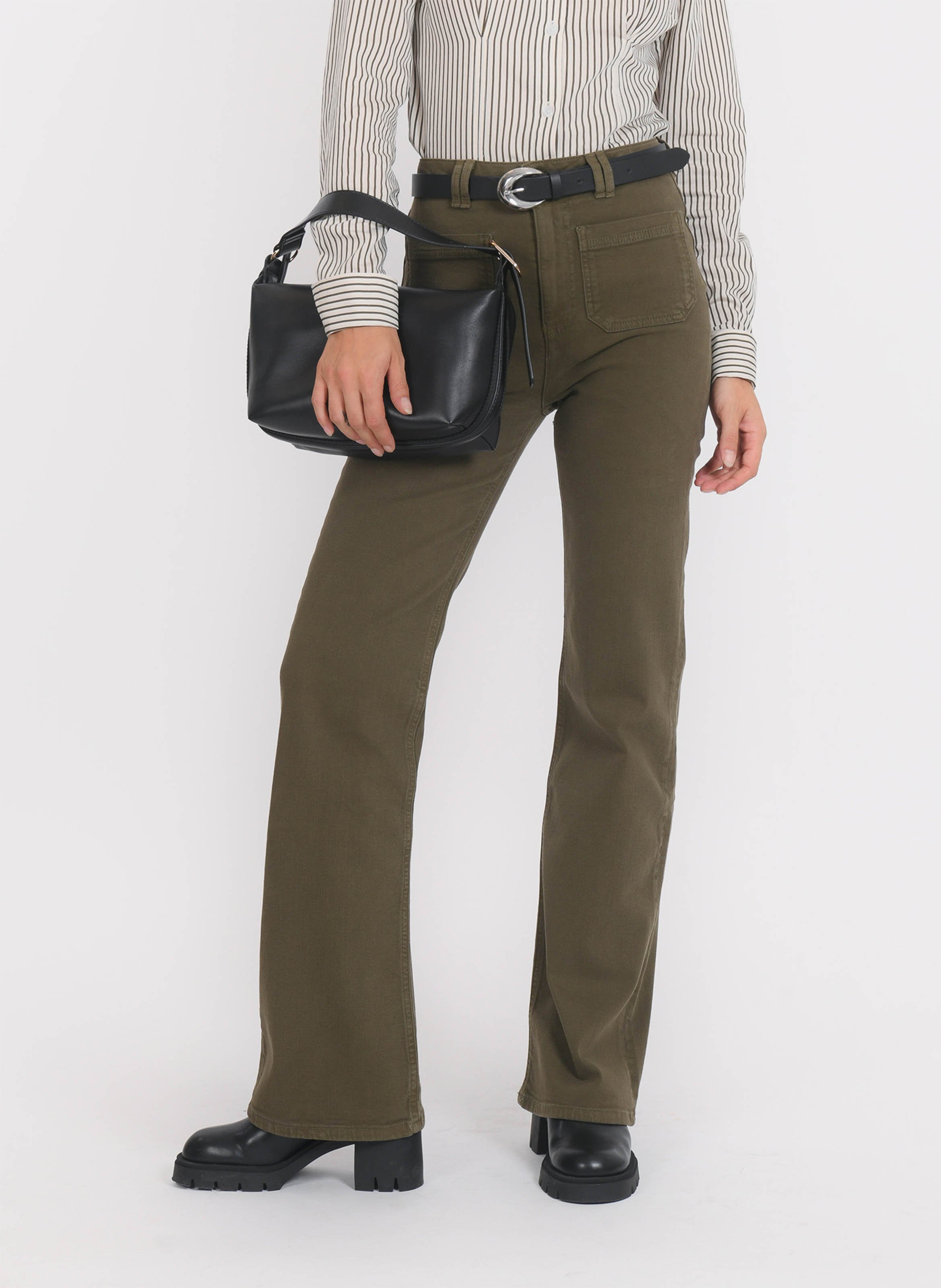 Pantalon flare uni taille haute KOOKAI