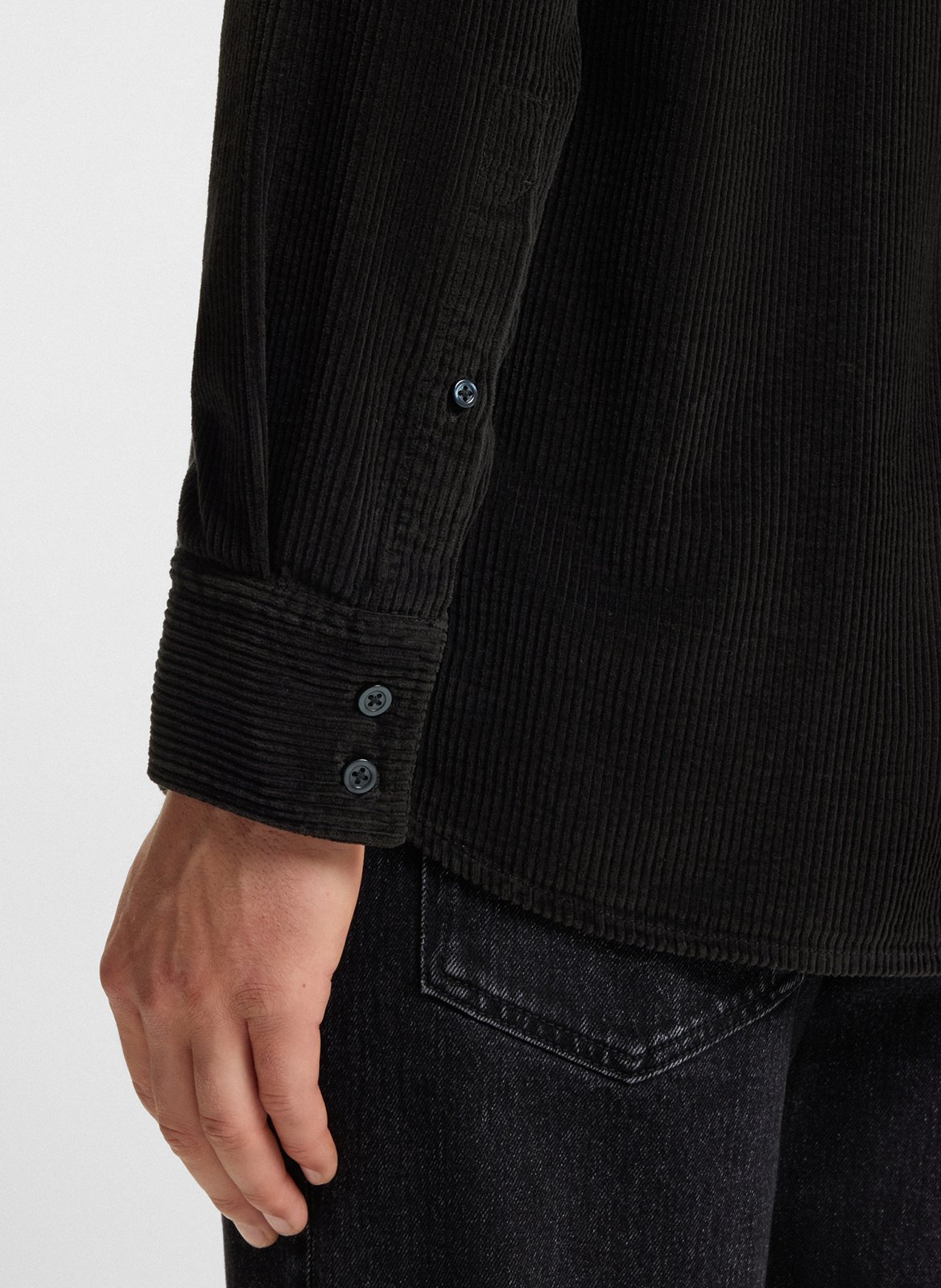 Chemise col classique manches contrastantes en coton BOSS Black