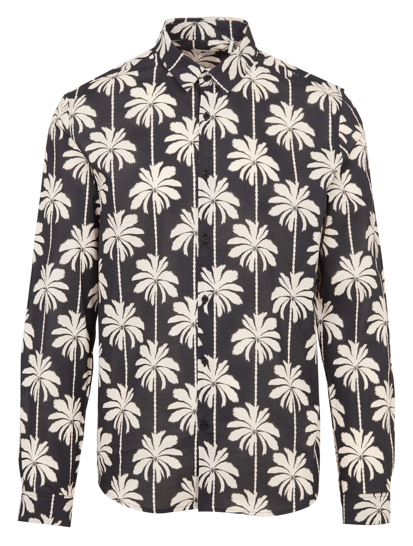 Slim-Fit Hemd mit Pariser Kragen aus bedruckter Baumwolle. IKKS Schwarz