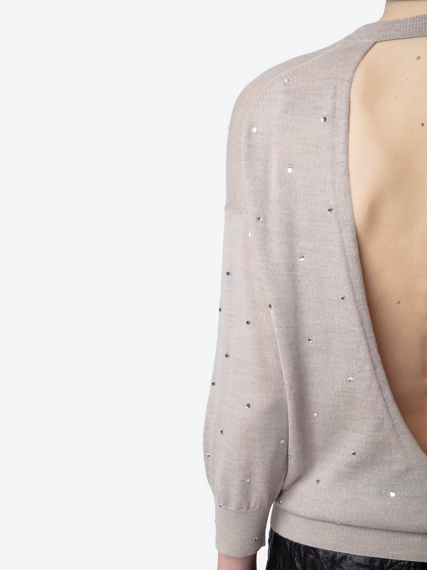 Pull droit col rond en laine mérinos ZADIG&VOLTAIRE Beige