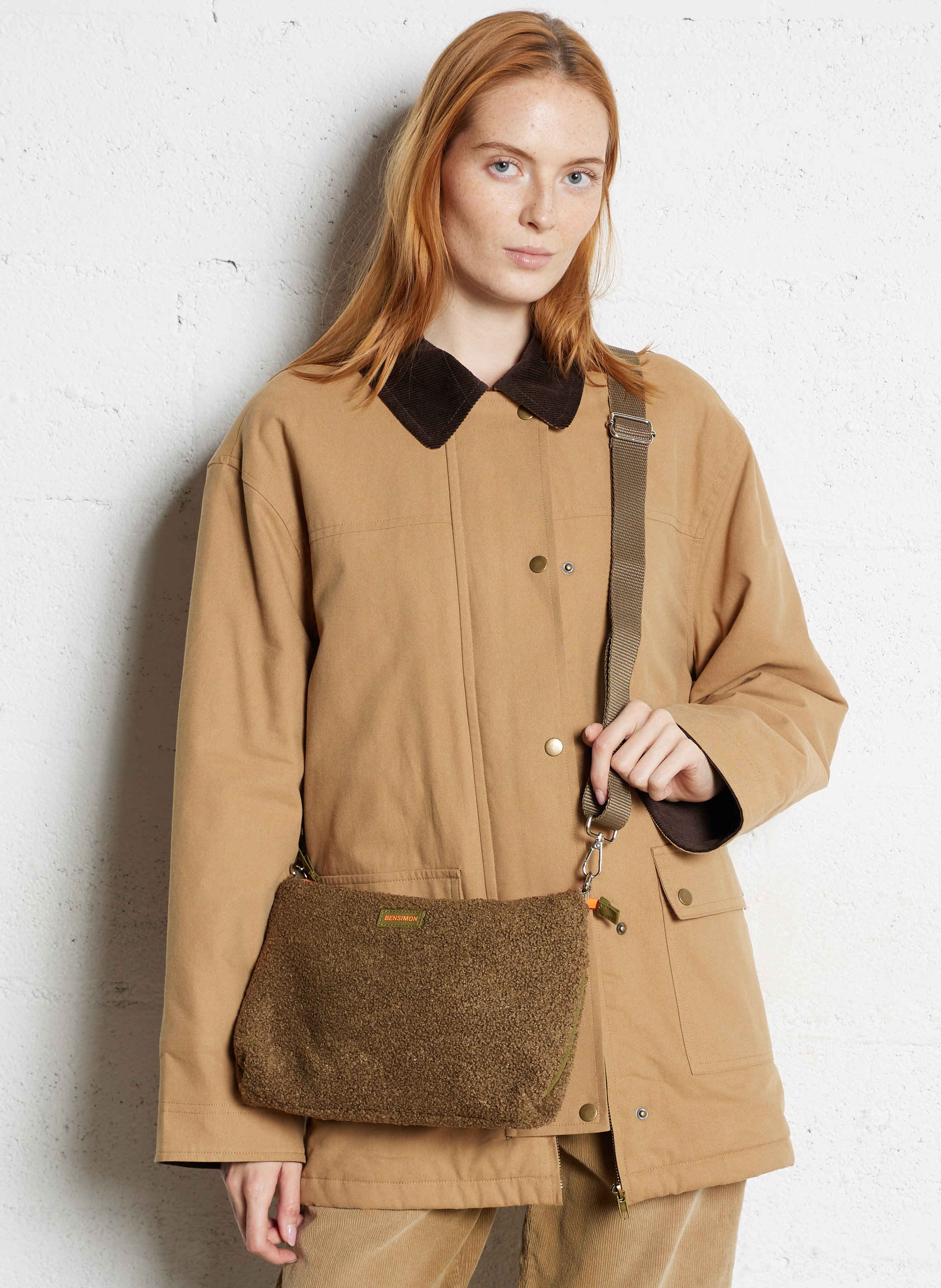 Sac bandoulière en fourrure synthétique BENSIMON Kaki