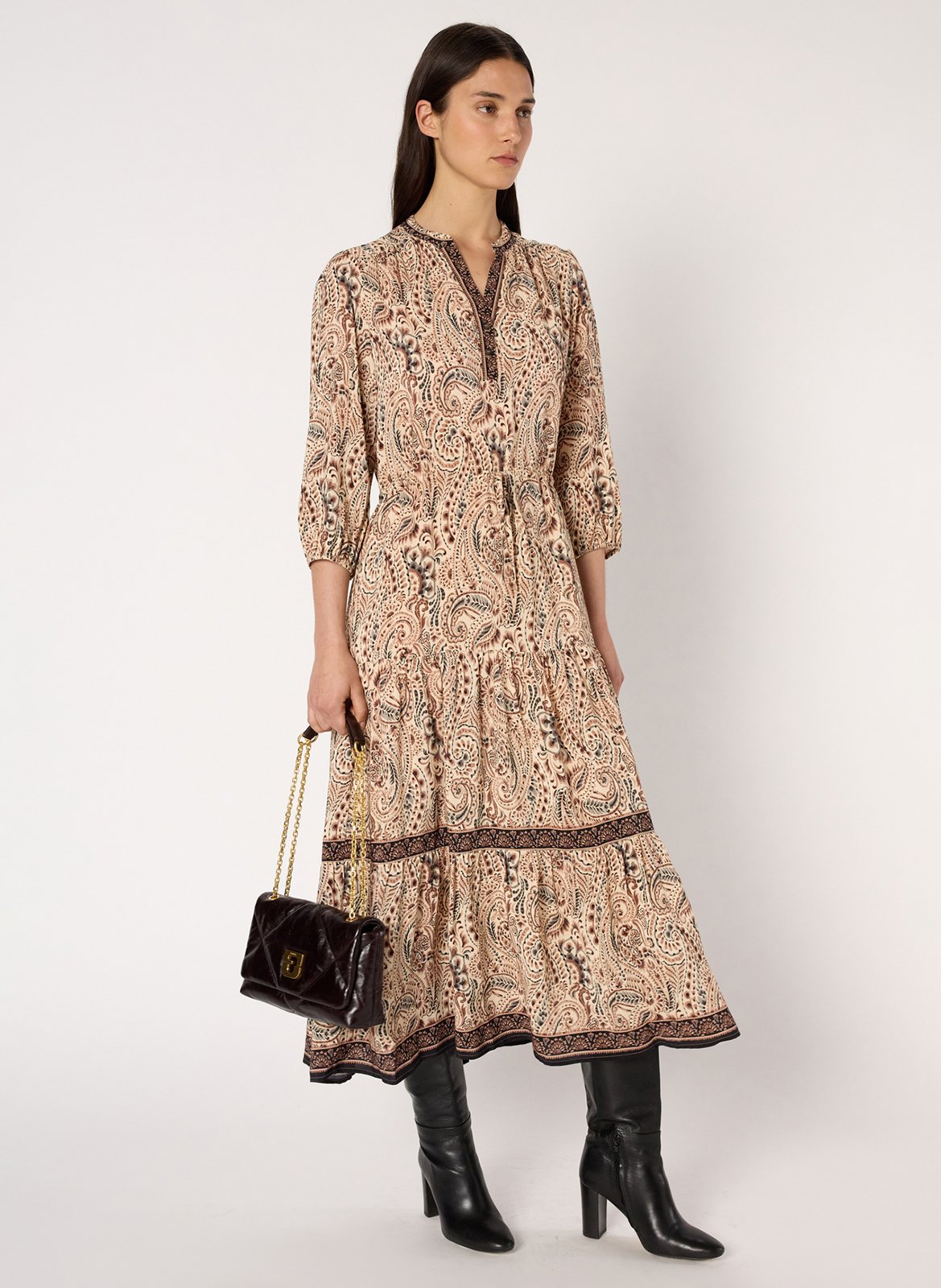 Sac bandoulière en cuir matelassé GERARD DAREL Marron