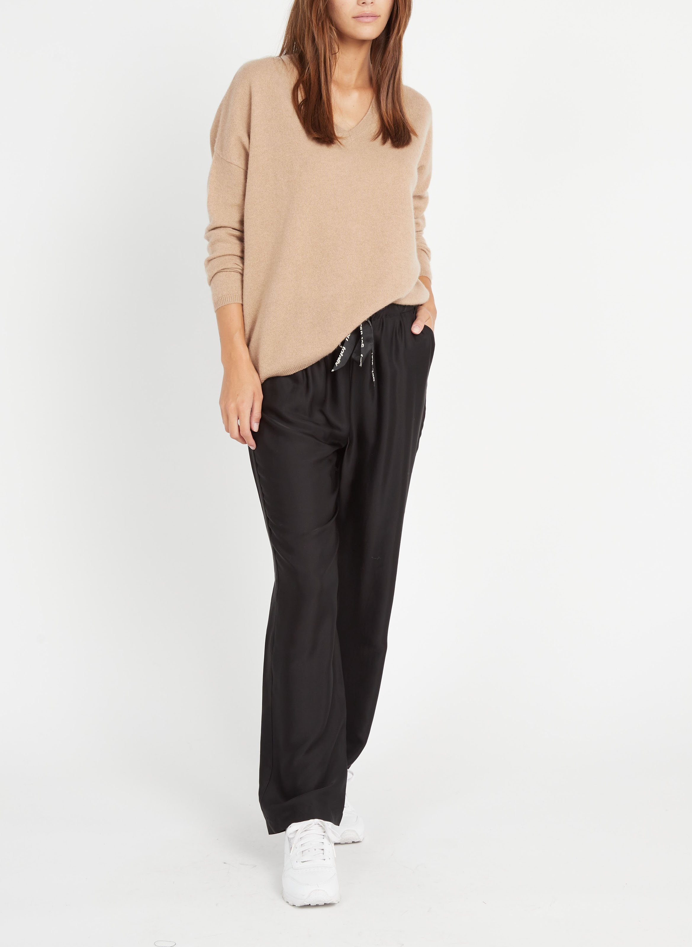 Pull col v en cachemire  SUD EXPRESS Beige