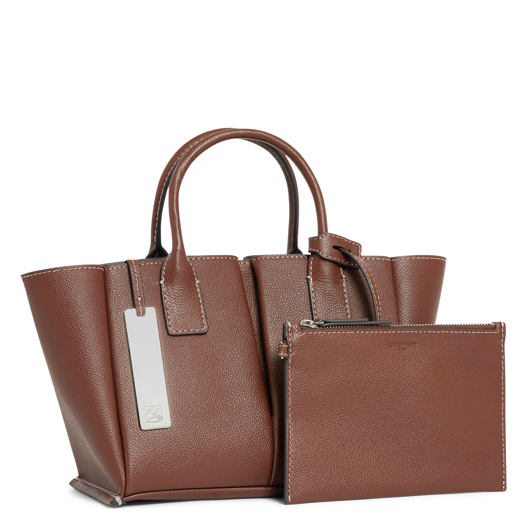 Sac porté main en cuir LE TANNEUR Marron