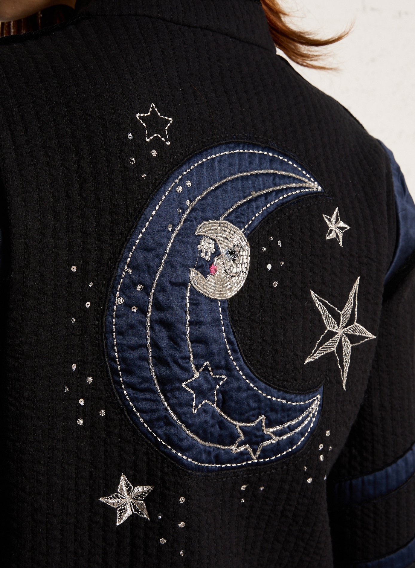 Veste oversize col mao en coton bio STELLA NOVA Noir