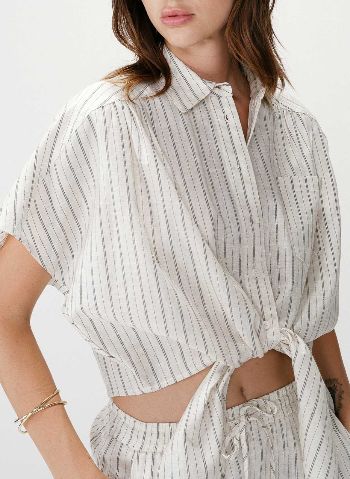 Blouse met klassieke kraag GRACE ET MILA Beige