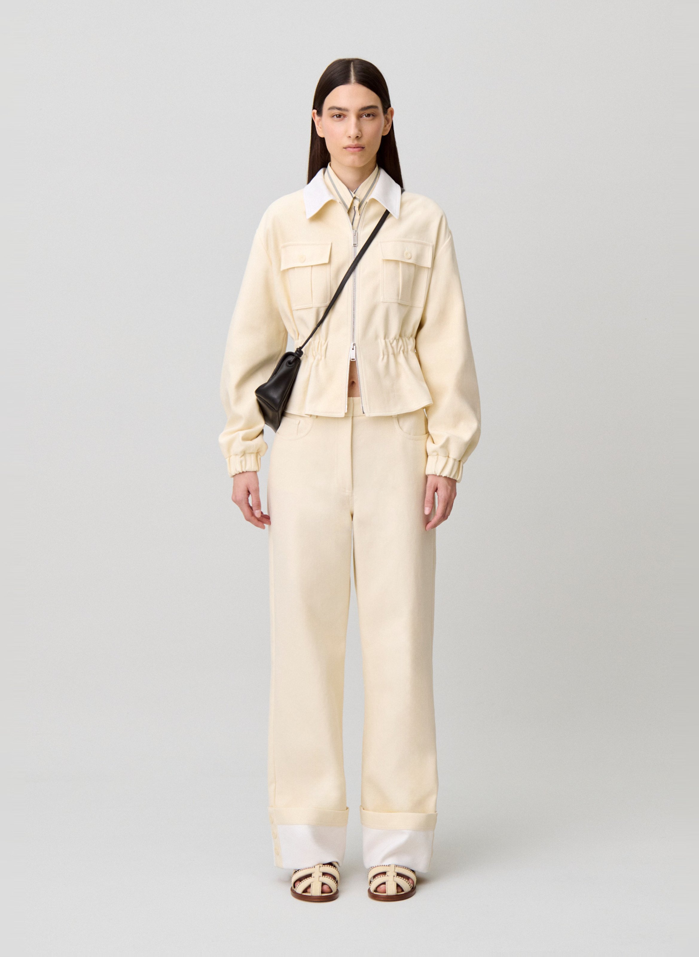 Fitted cotton jacket CLAUDIE PIERLOT Beige