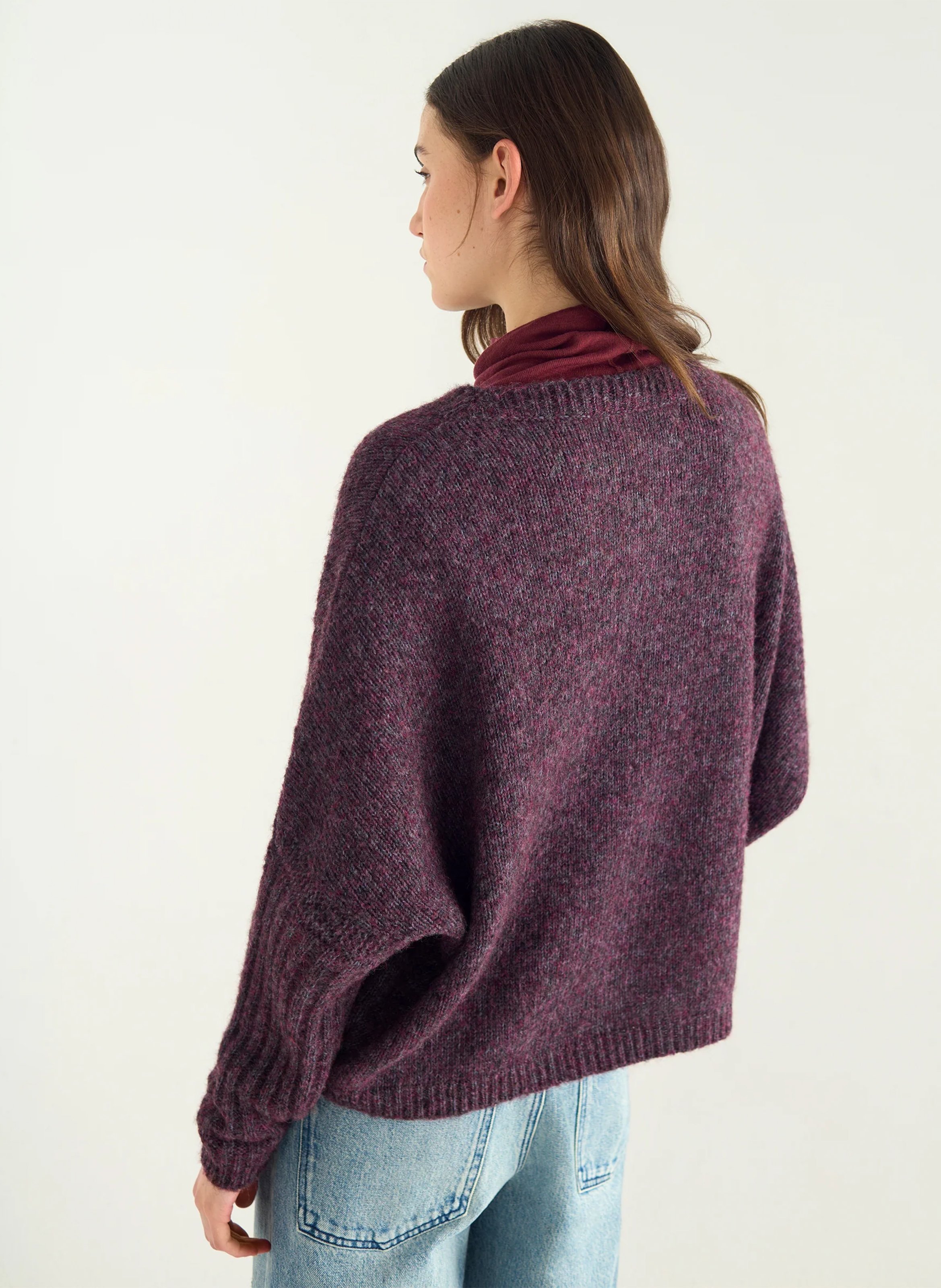 Oversize-Rundhalspullover aus Baumwoll-Mix ACOTE Violett
