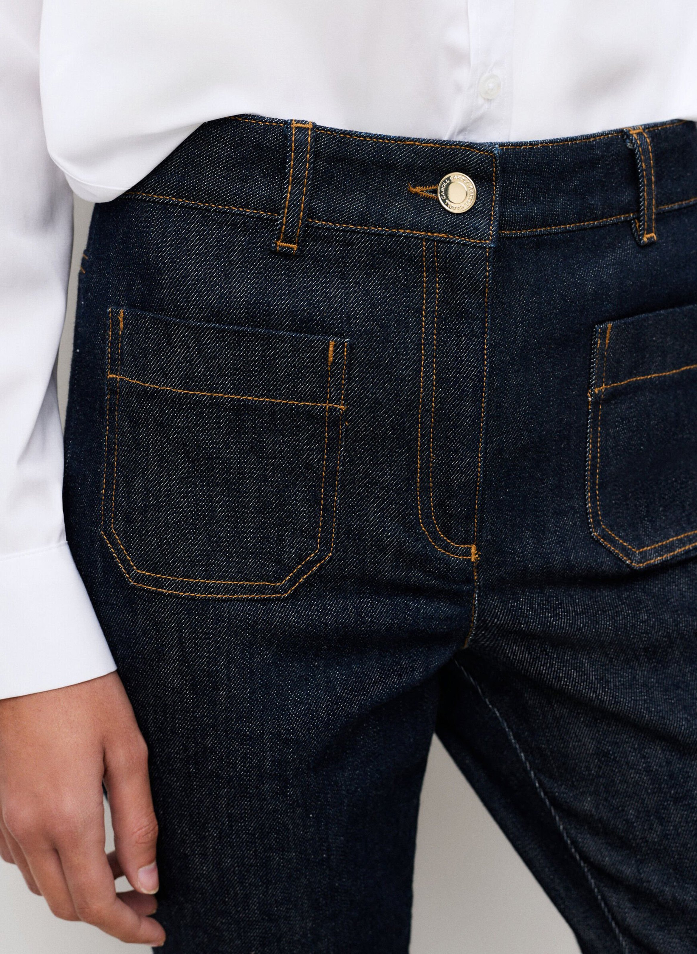 Jean slim taille haute en coton mélangé CAROLL Bleu