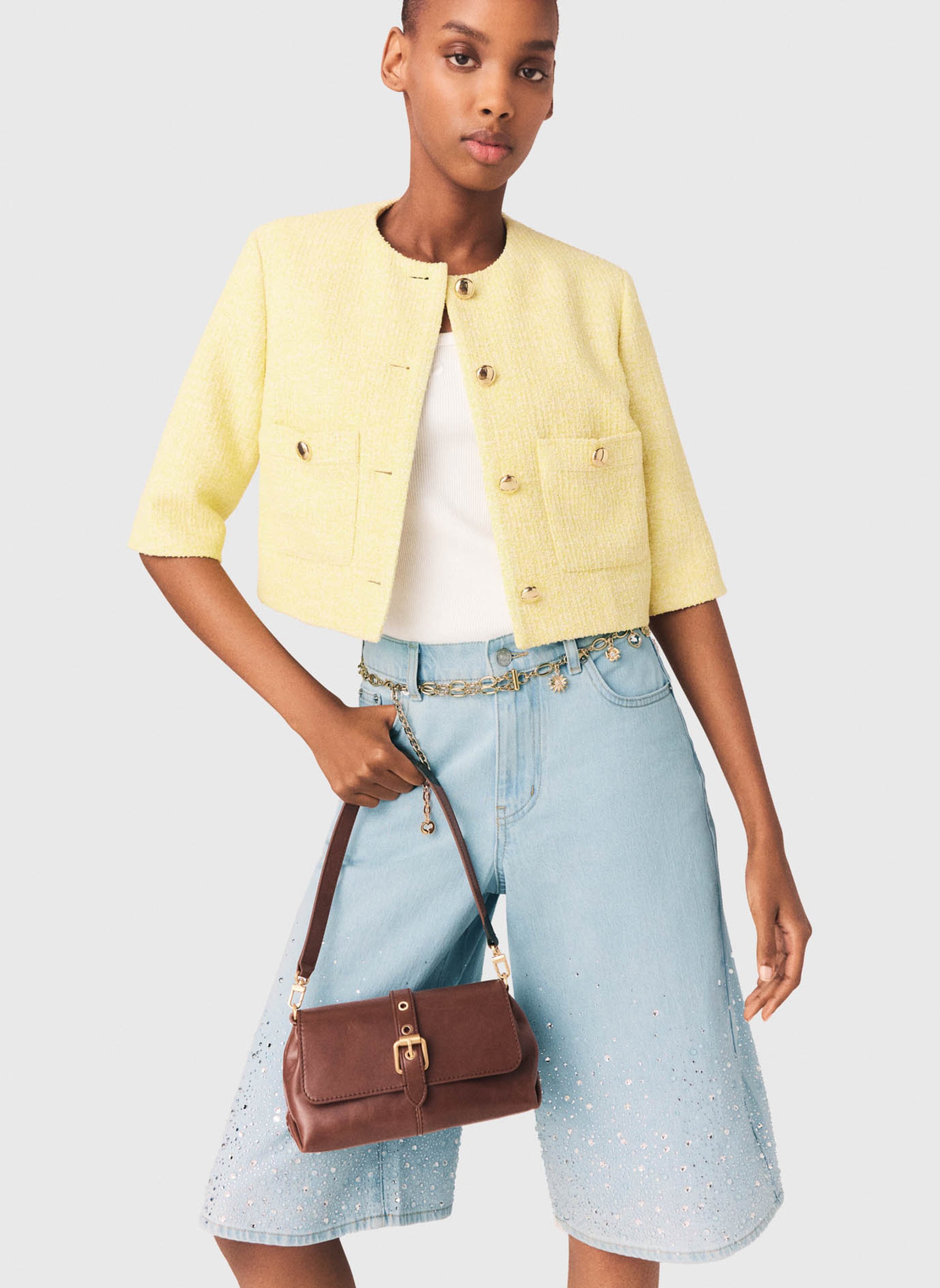 Cropped tweed jacket MAJE Yellow