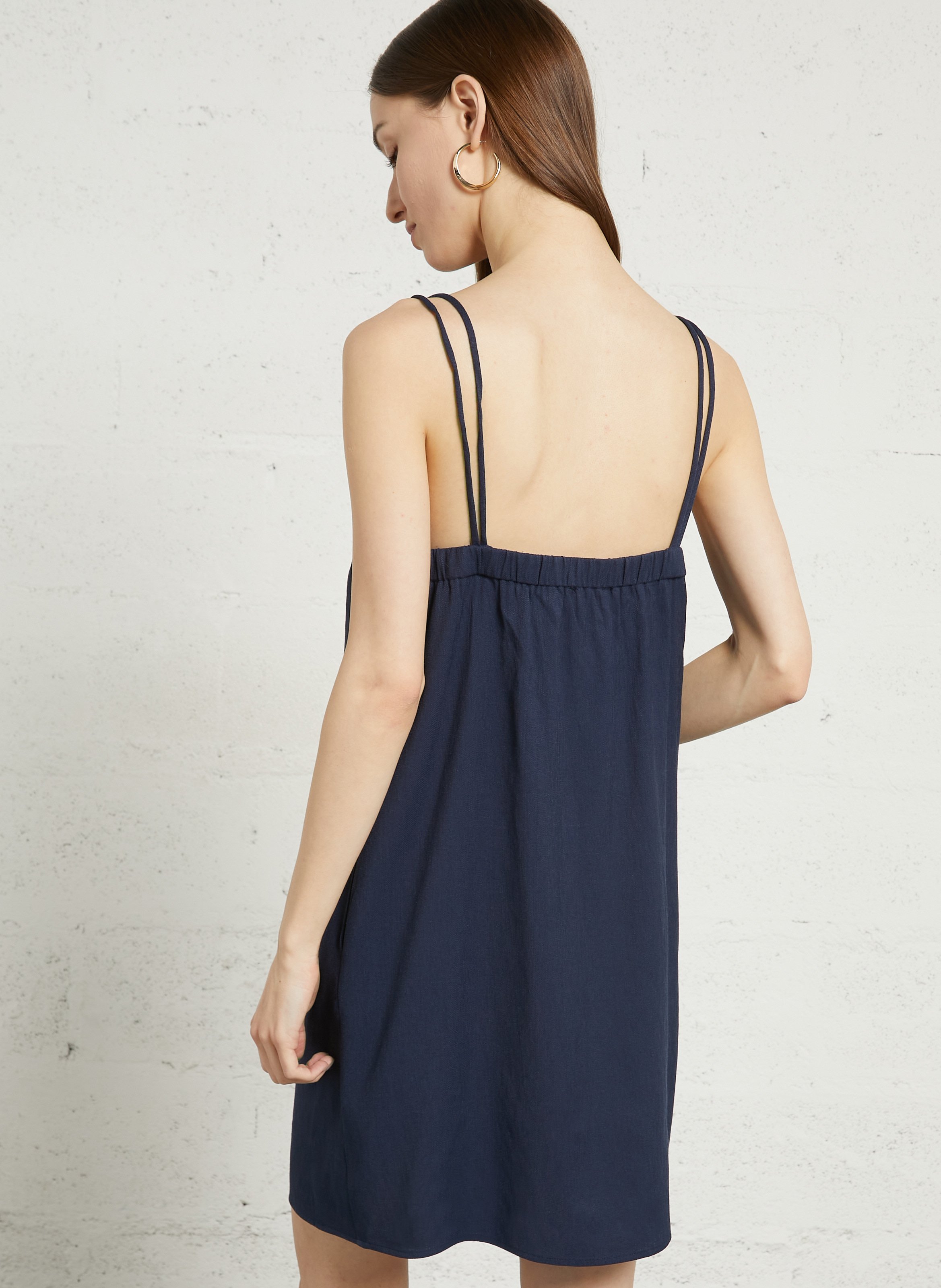 Robe courte col carré  THE KORNER Bleu