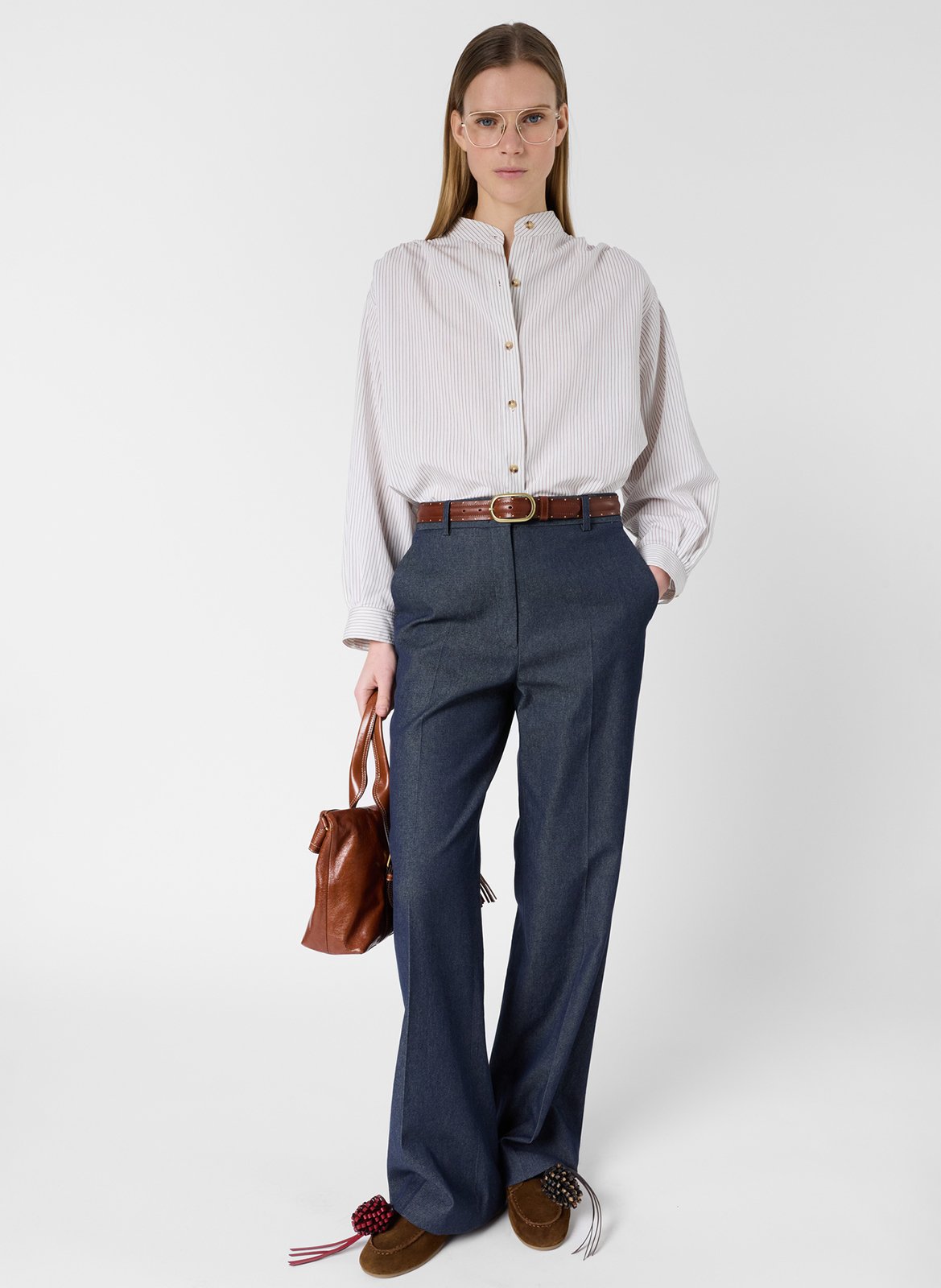 Pantalon évasé taille haute en coton mélangé GERARD DAREL Blue