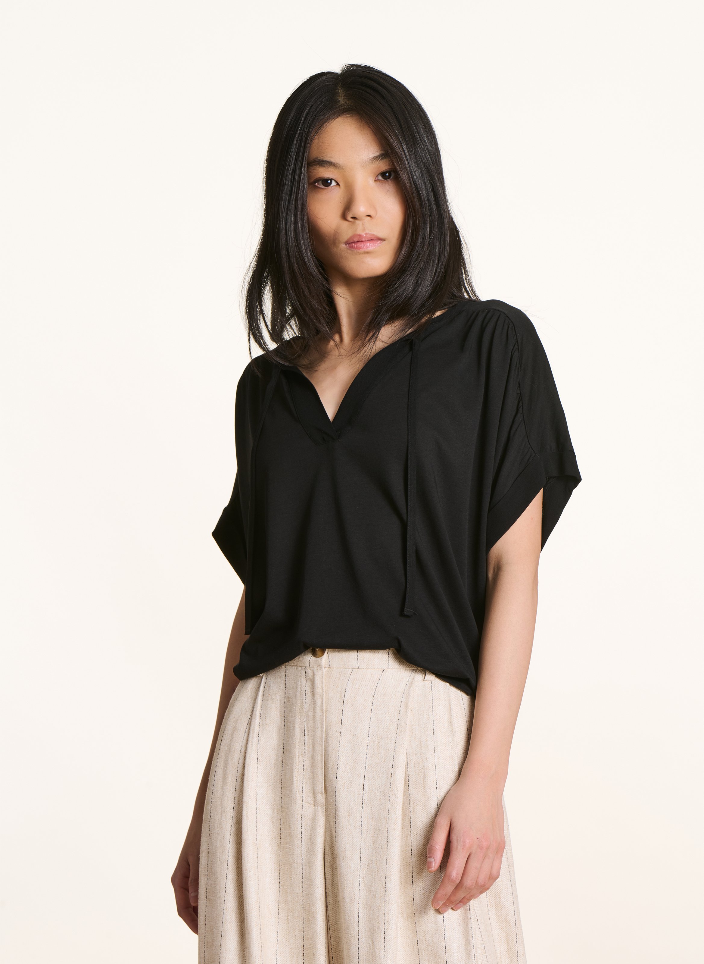 Oversized V-neck T-shirt LA FEE MARABOUTEE Black