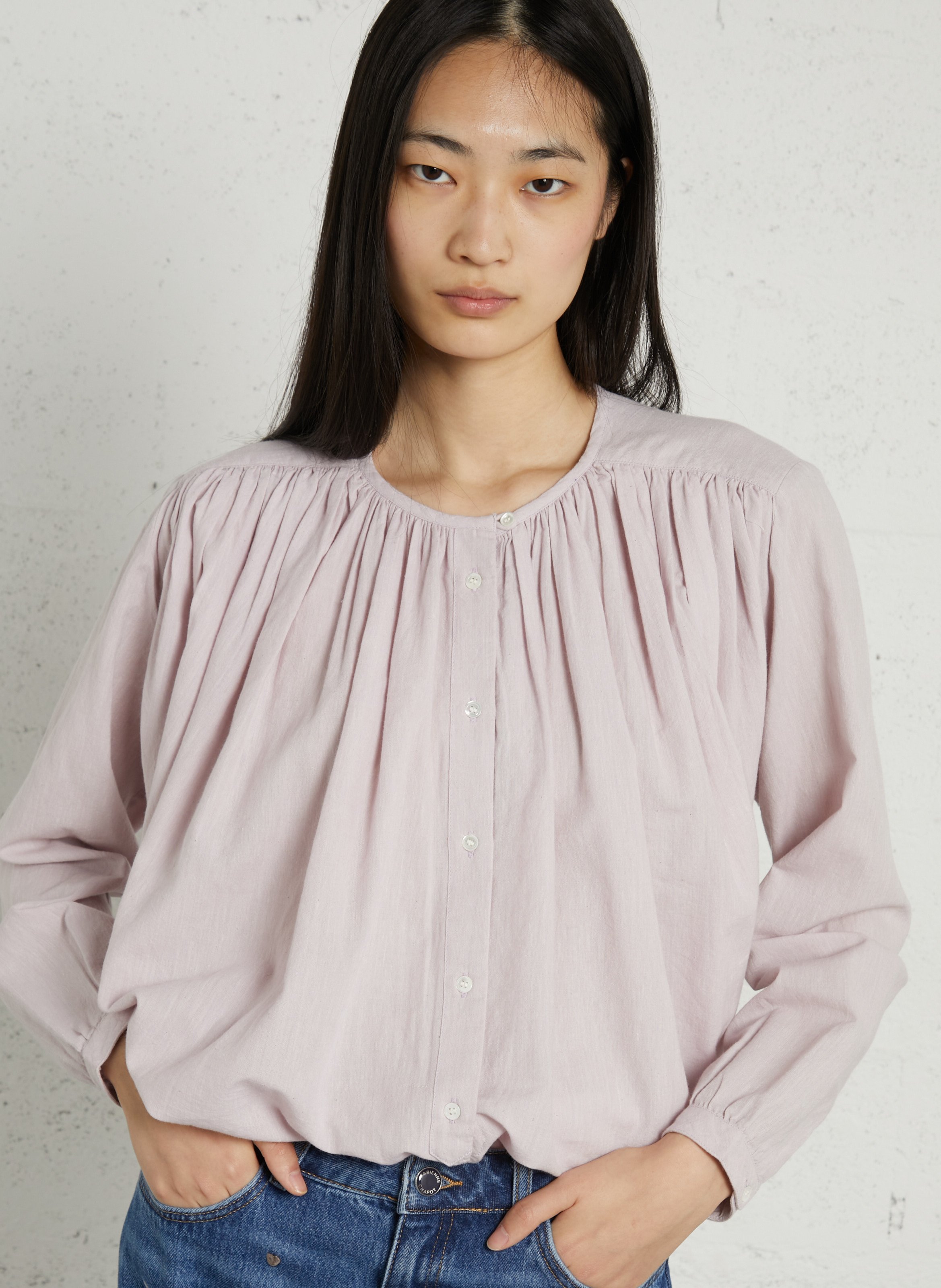 Baumwollbluse mit Rundhalsausschnitt FEEKA Violett