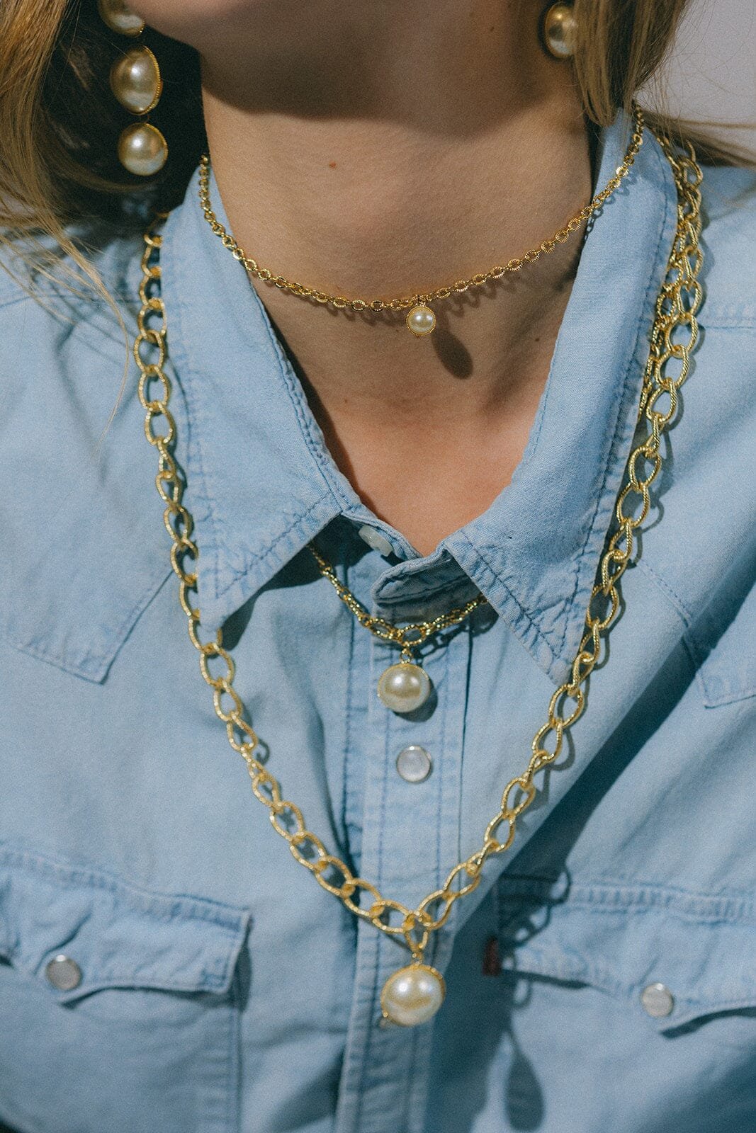 Gold-plated pearl necklace MONSIEUR SIMONE Silver