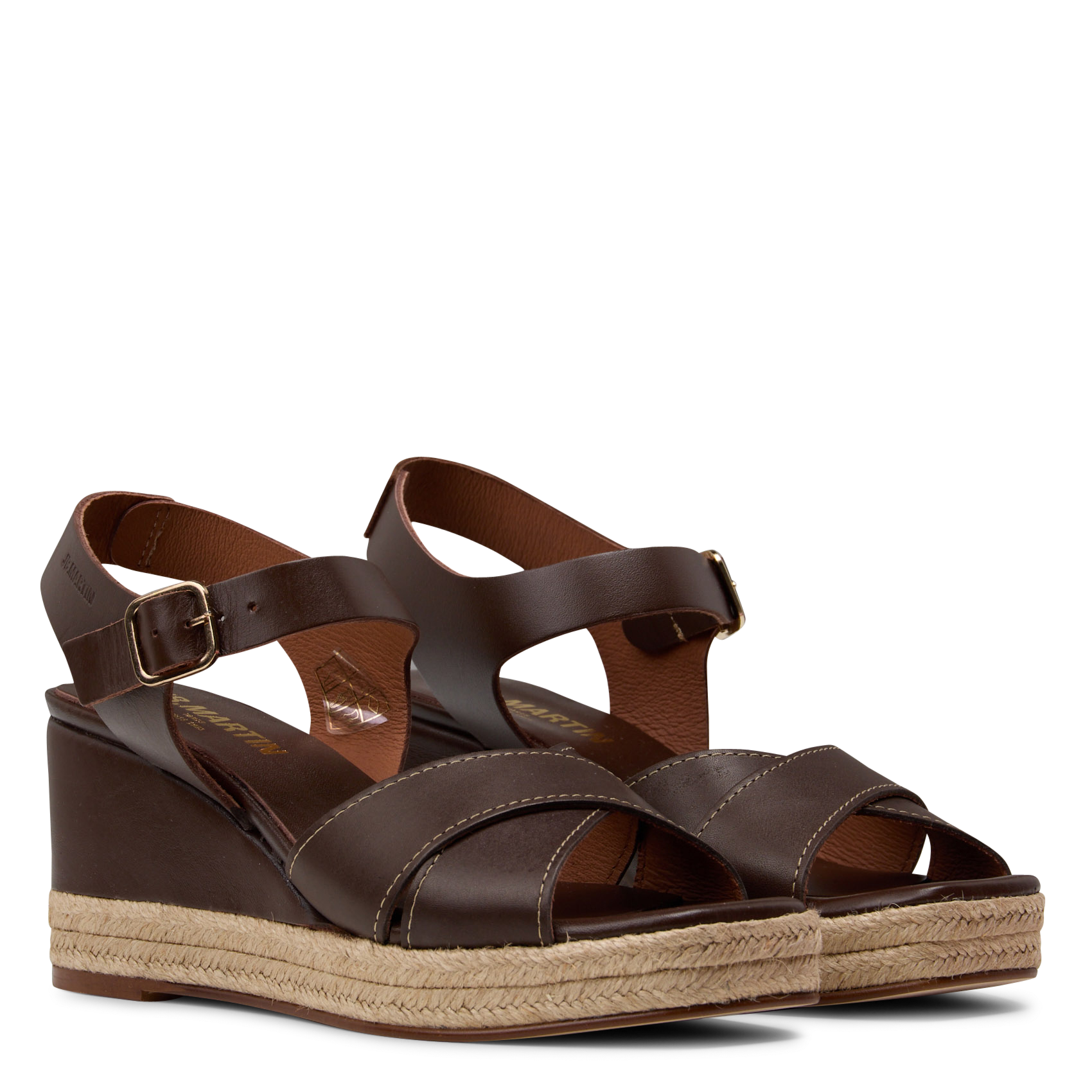 Fabia leather wedge sandals JB MARTIN Brown