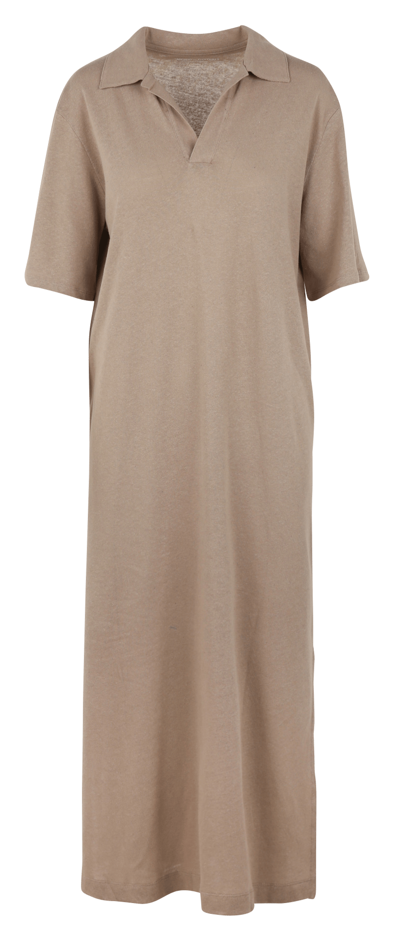 Long polo collar dress in cotton and wool blend MAJESTIC FILATURES Beige