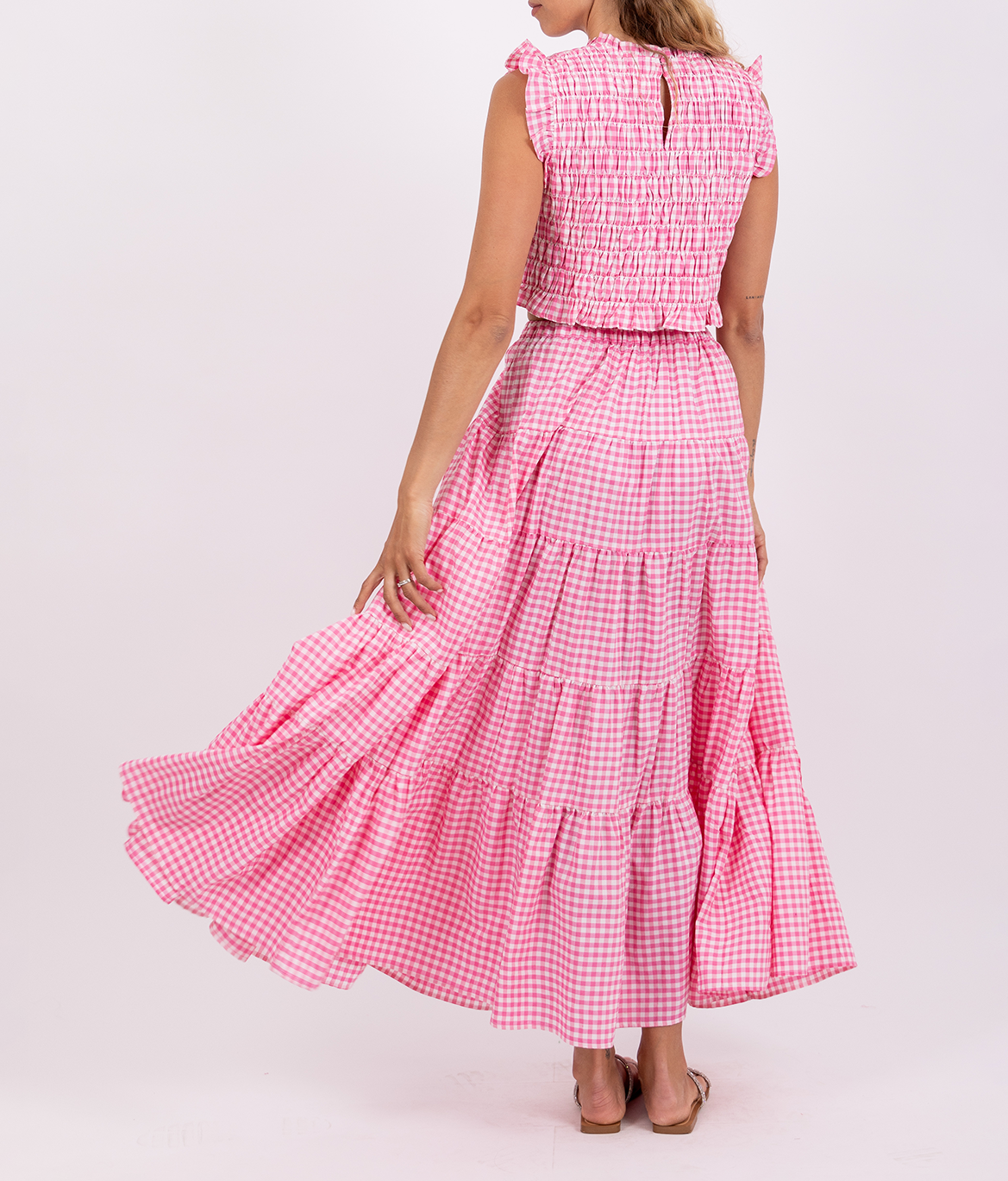 Gekräuselter langer Rock mit Mustern SUNDRESS Rosa