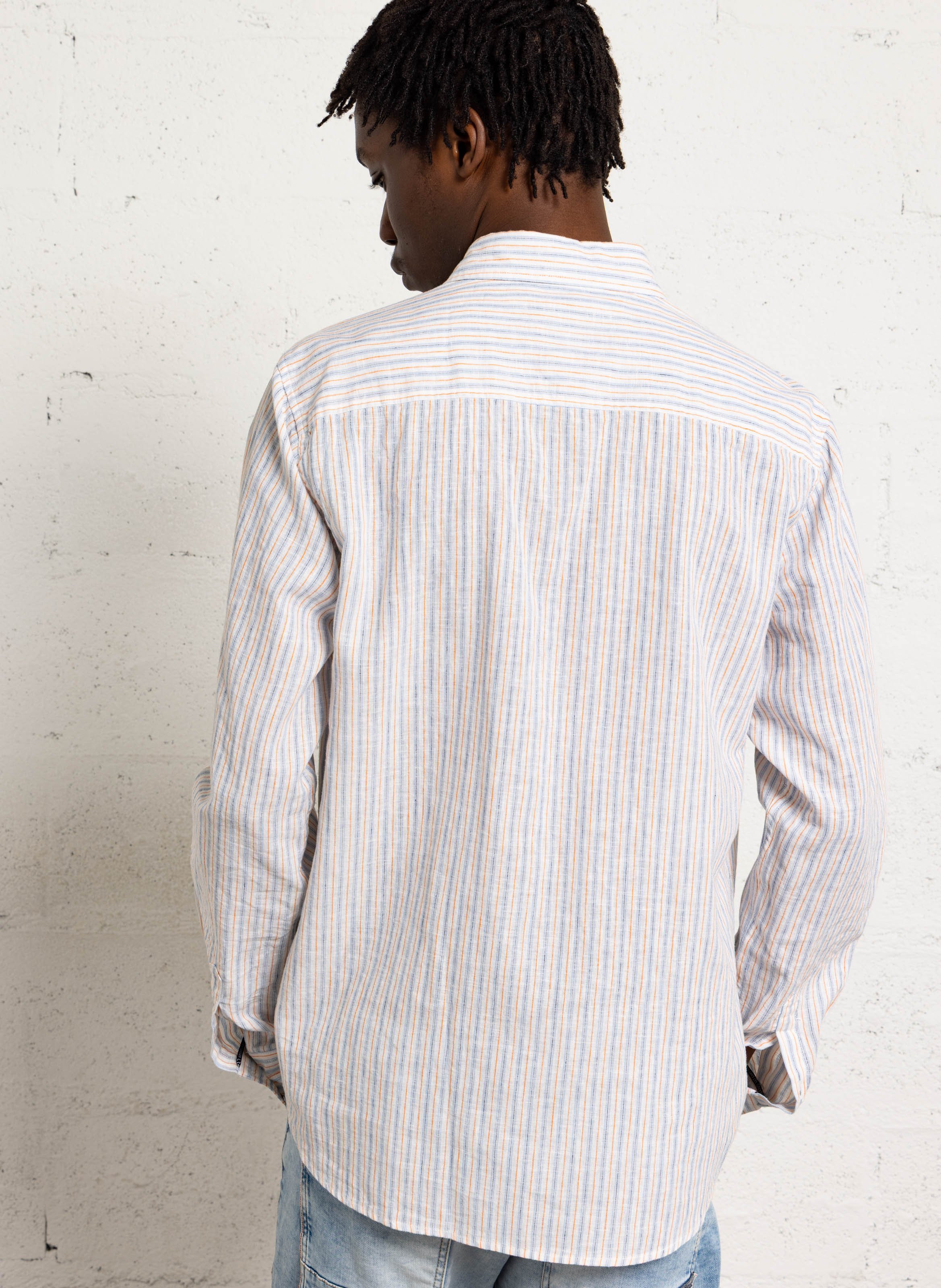 Chemise droite col classique en lin et coton mélangé LE TEMPS DES CERISES Jaune