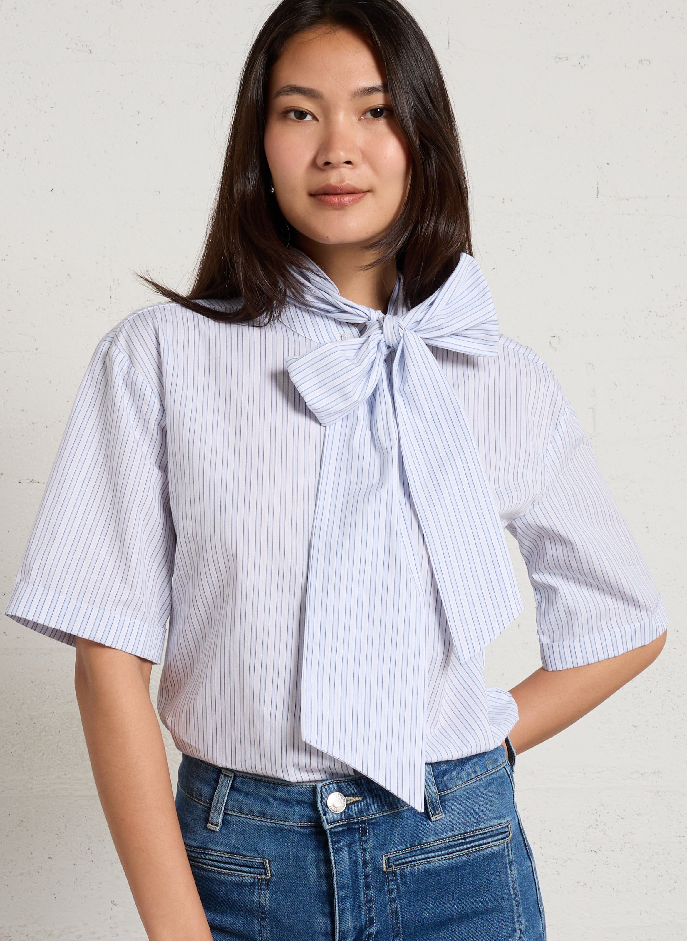 Chemisier droit en coton MAISON 123 Bleu