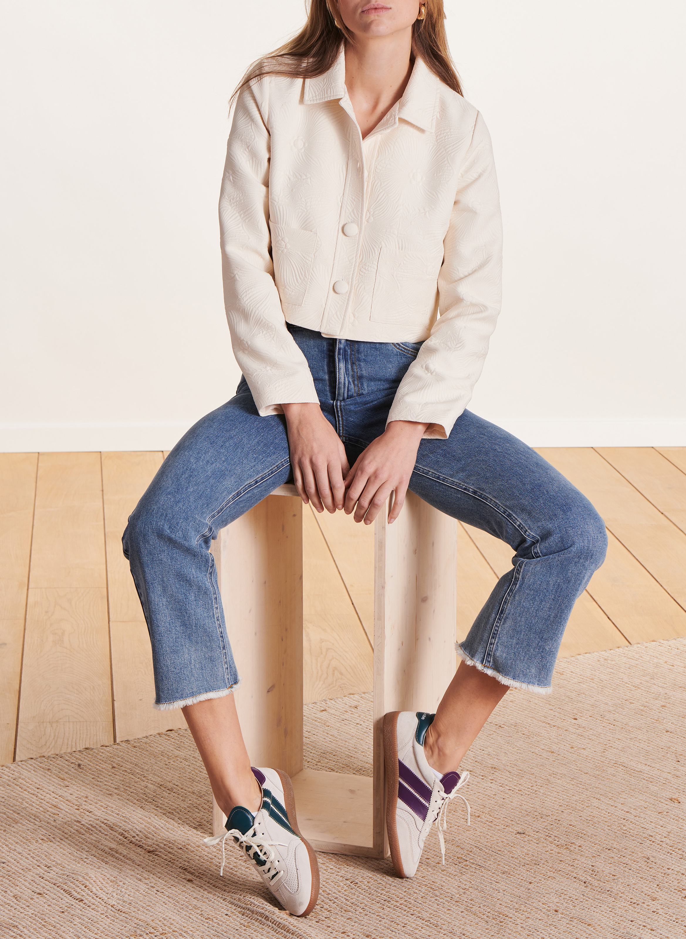 Short jacket with classic collar LA FEE MARABOUTEE White