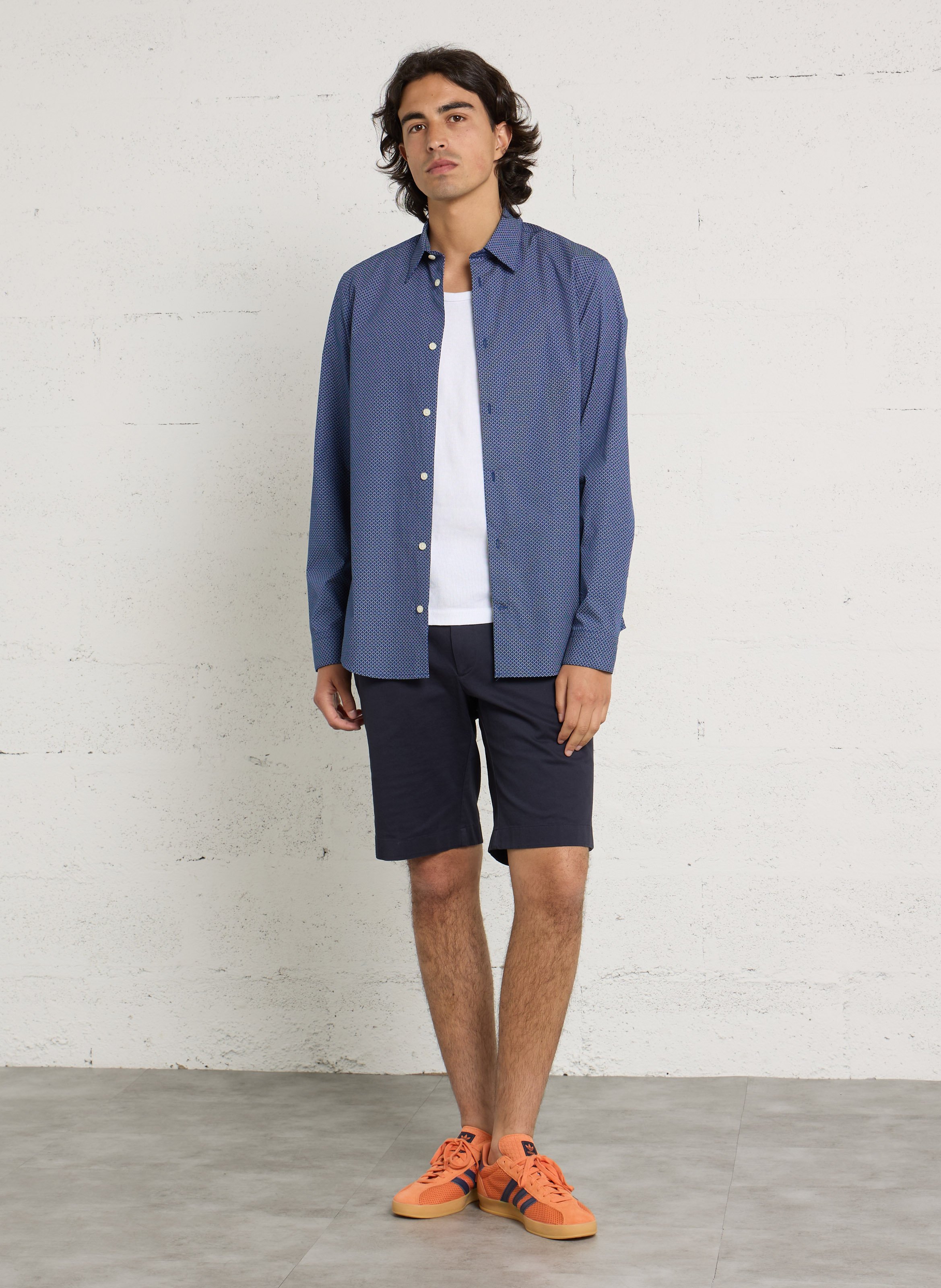 Chemise slim col classique en coton AU PRINTEMPS PARIS Bleu