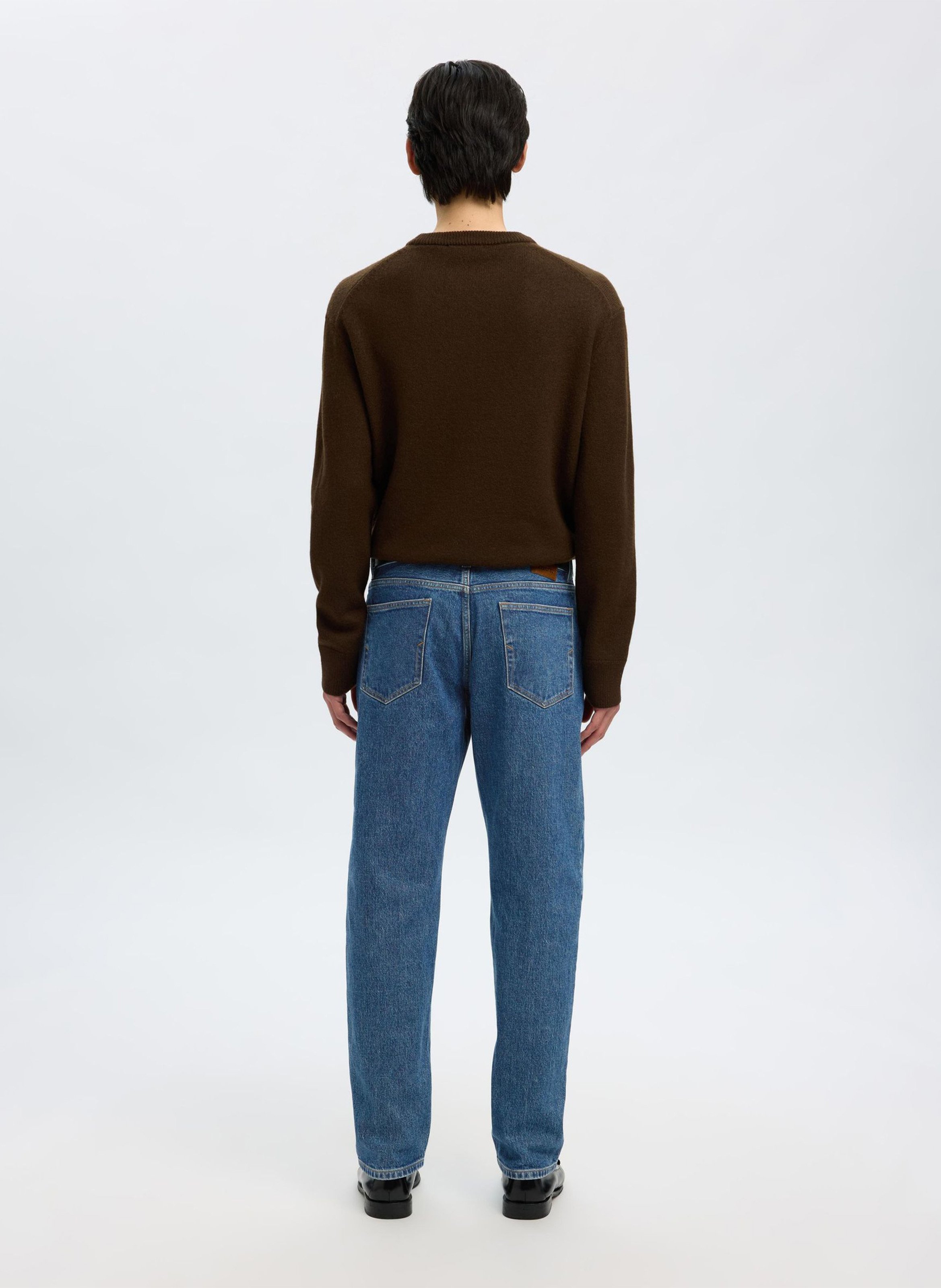 Straight-leg organic cotton-blend jeans SELECTED Blue