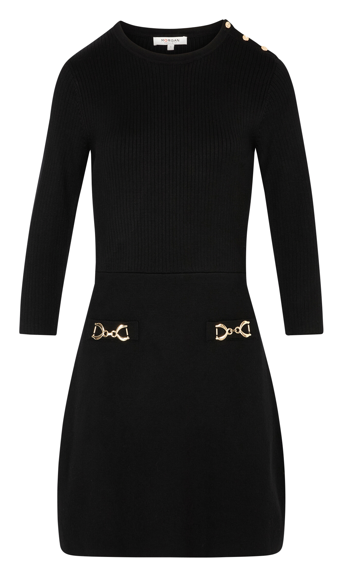 Kurzkleid mit Rundhalsausschnitt MORGAN Schwarz