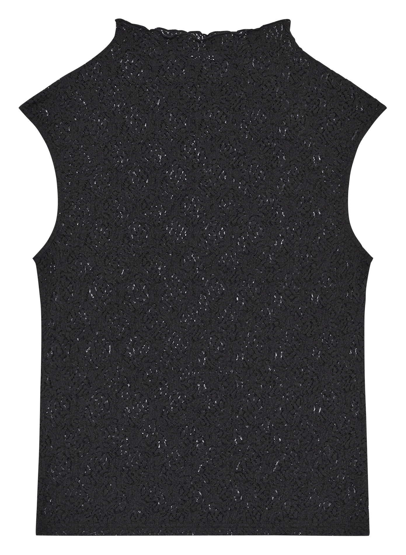 Top à dentelle moulant CAROLL Noir