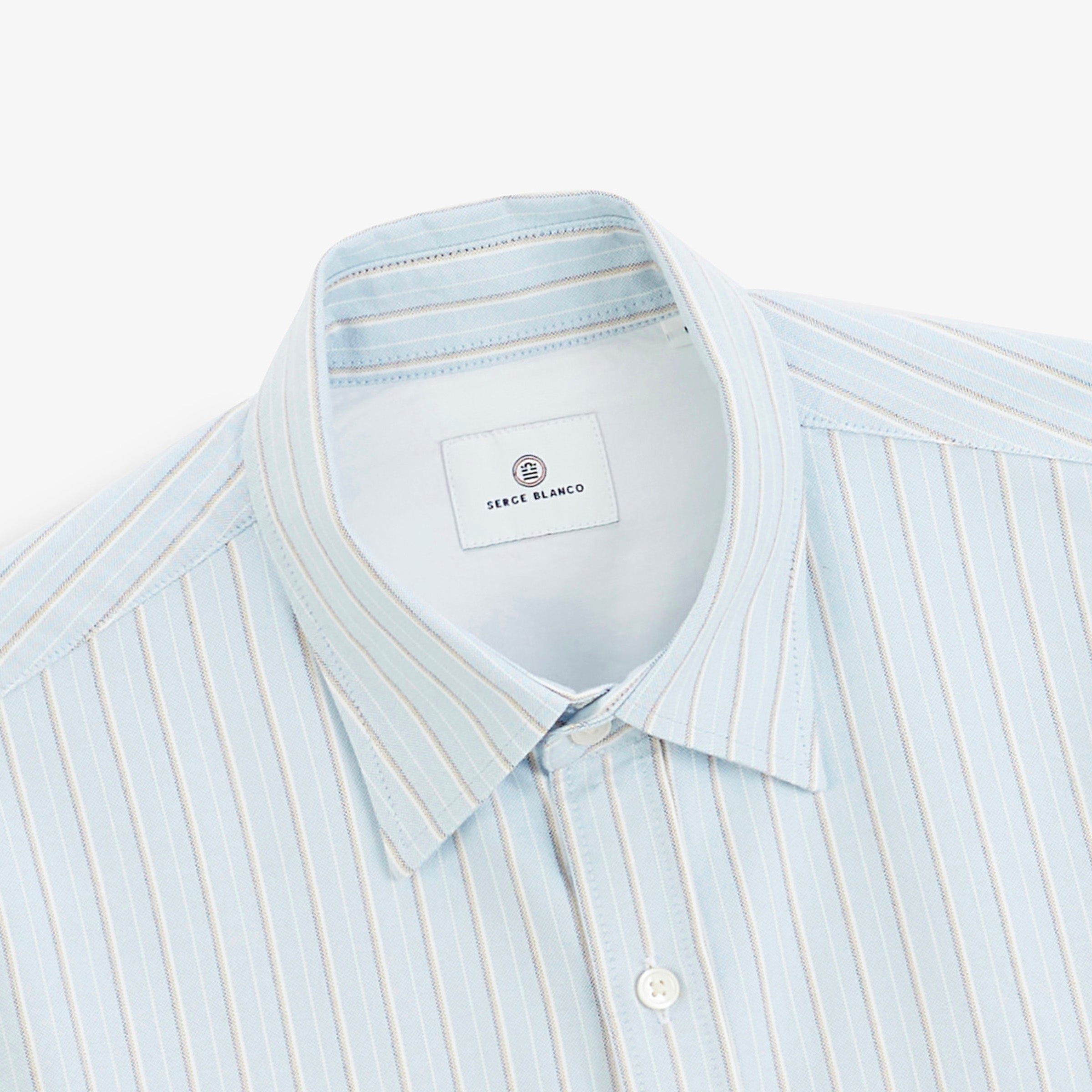 Long-sleeved oxford shirt with light blue stripes SERGE BLANCO Blue
