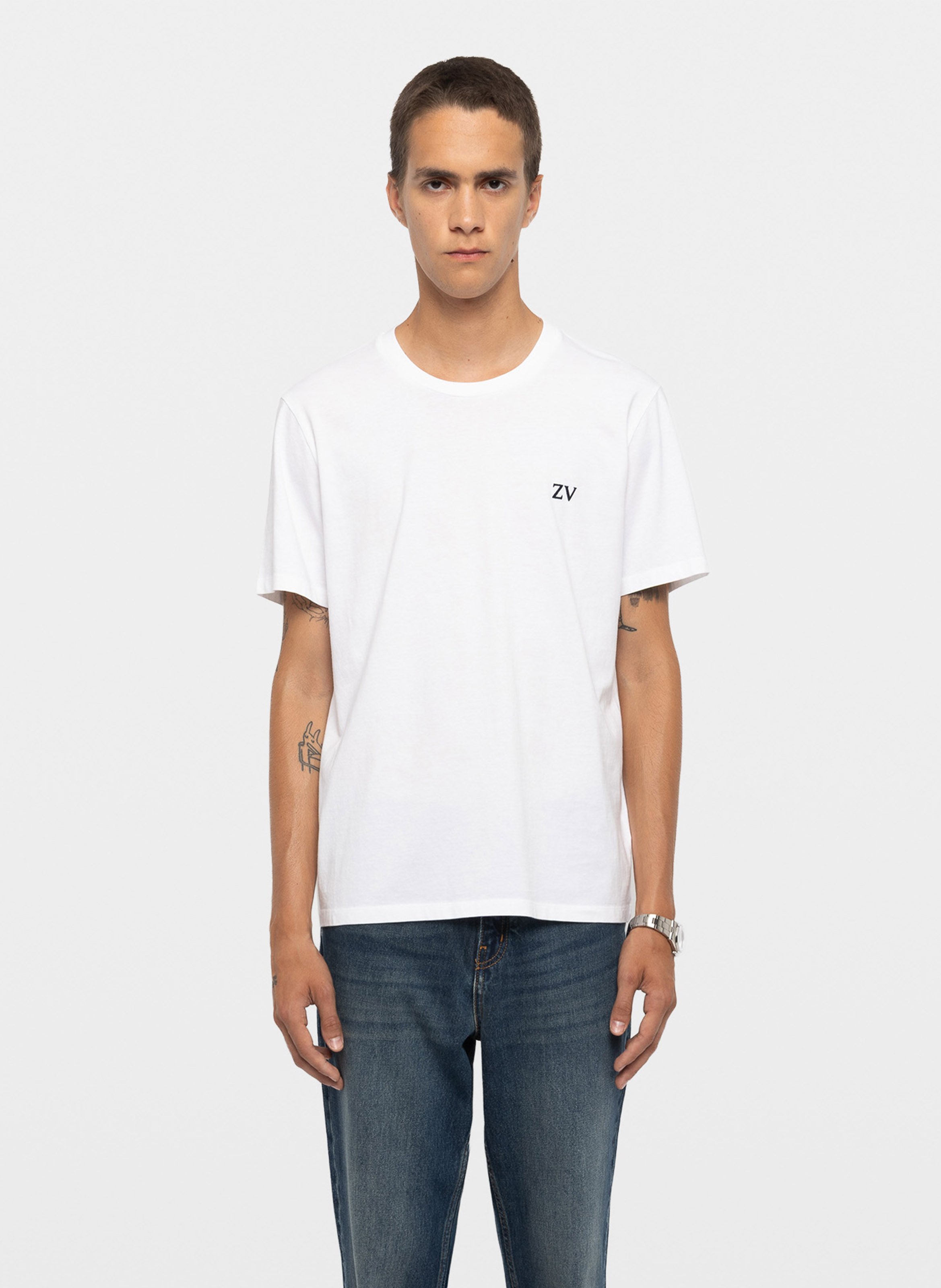 Gerader Baumwoll-T-Shirt ZADIG&VOLTAIRE Weiss
