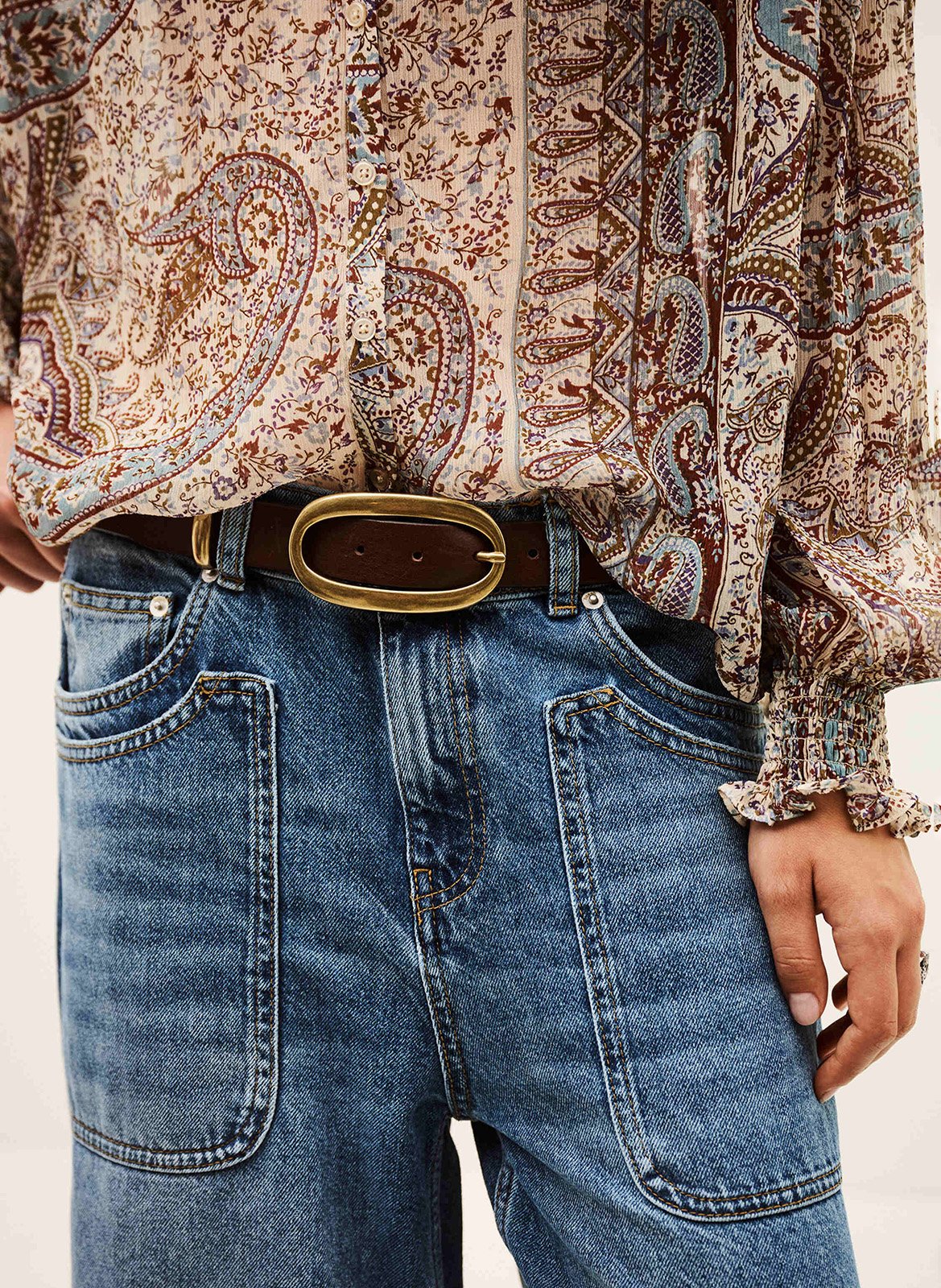 Ceinture à boucle en cuir  BA&SH Marron
