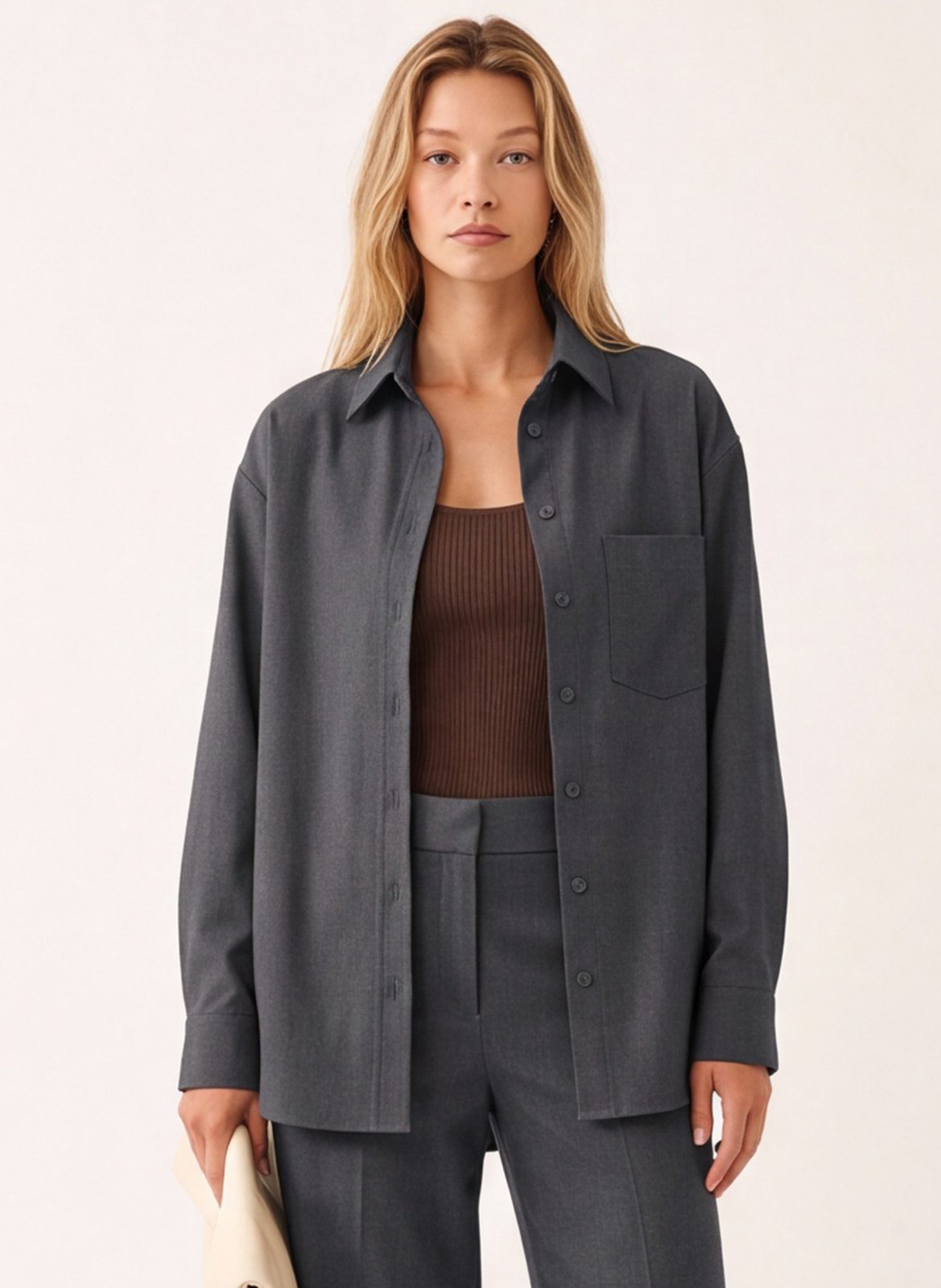 Rechte blouse met klassieke kraag KOOKAI Grijs