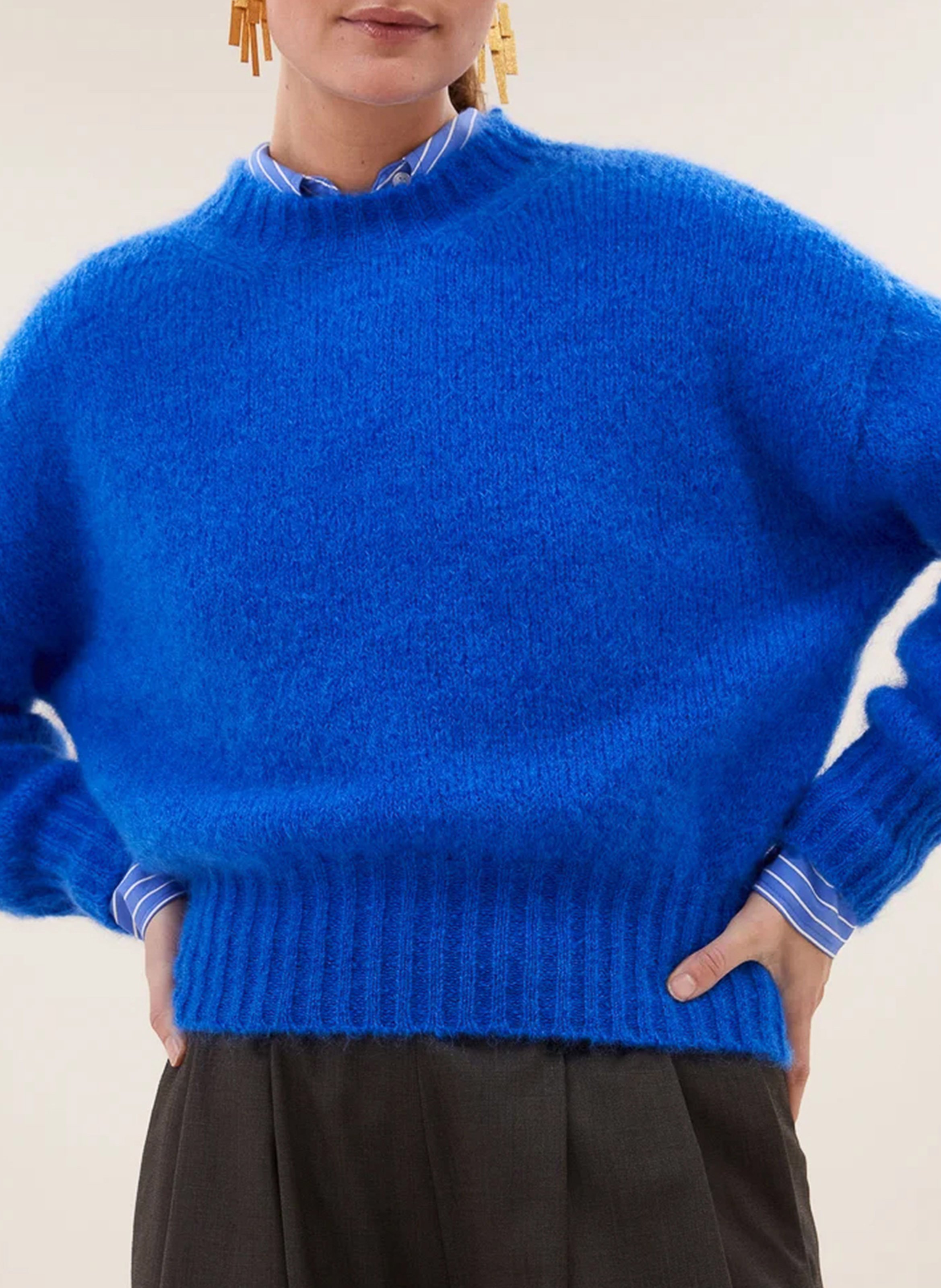 Pull oversize en laine mélangée | Bleu BY BAR Femme