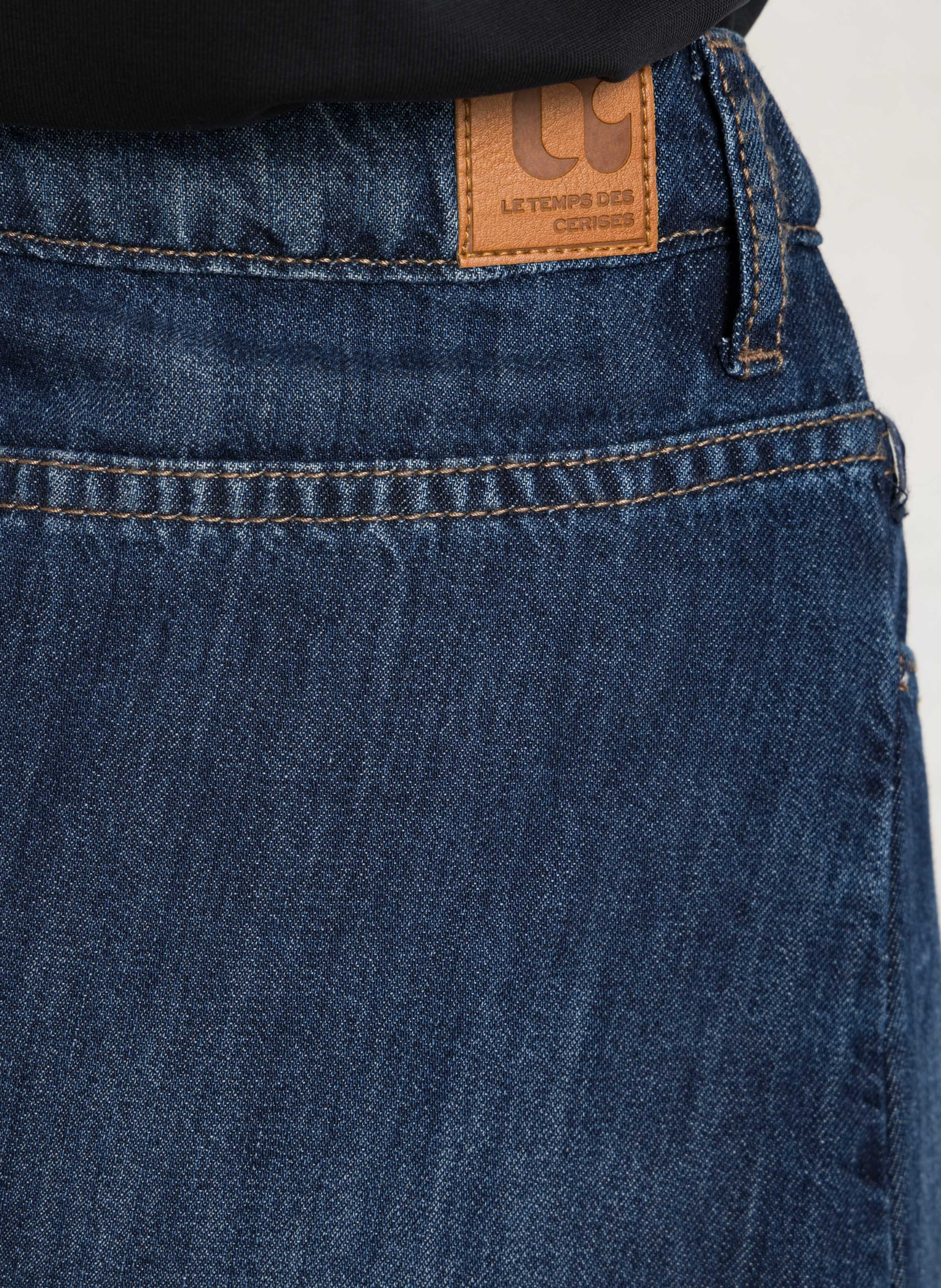 Uitlopende denim rok met skaterstijl. LE TEMPS DES CERISES Blauw