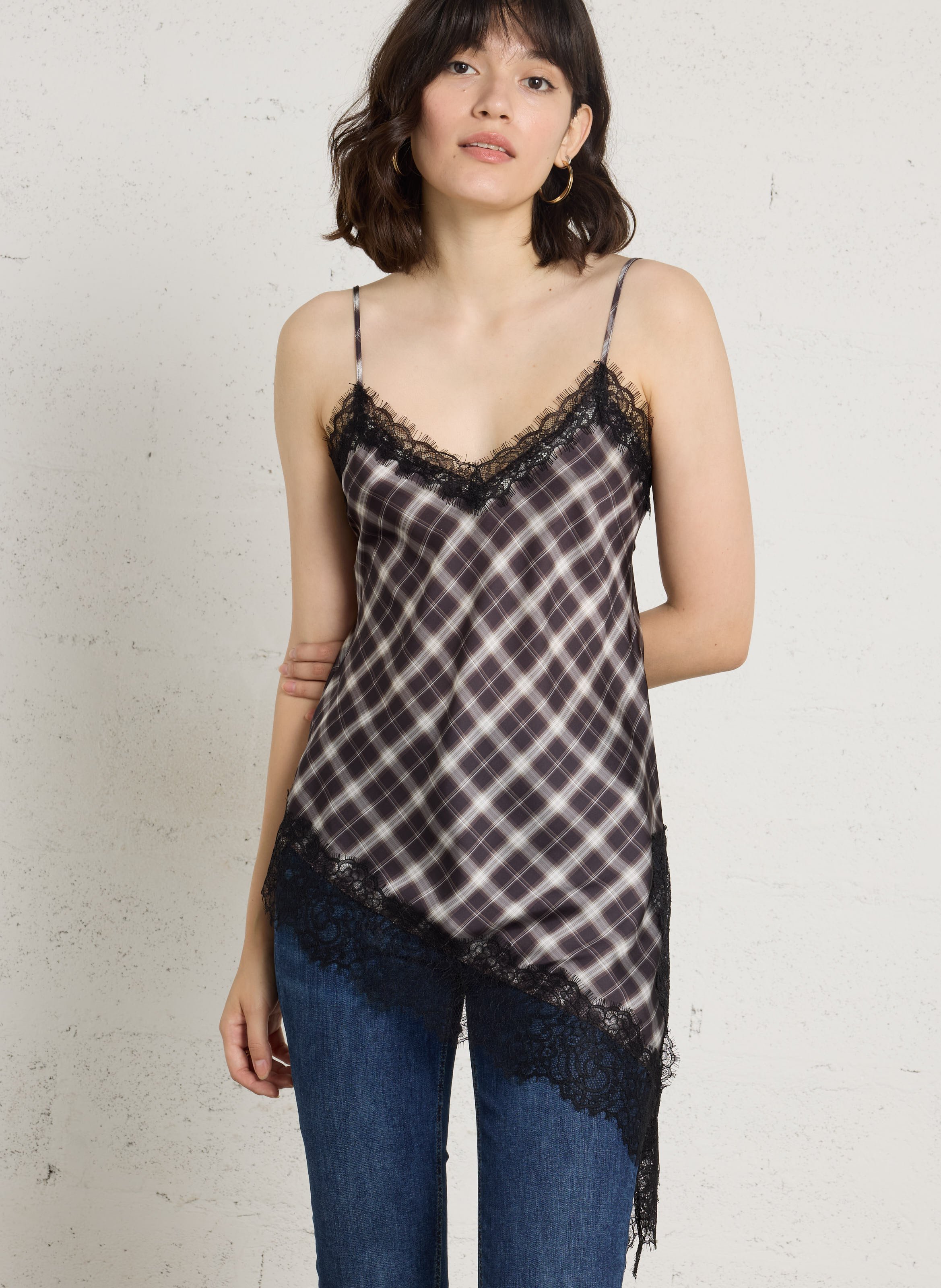 Asymmetrisches Spitzentop LIU JO Braun