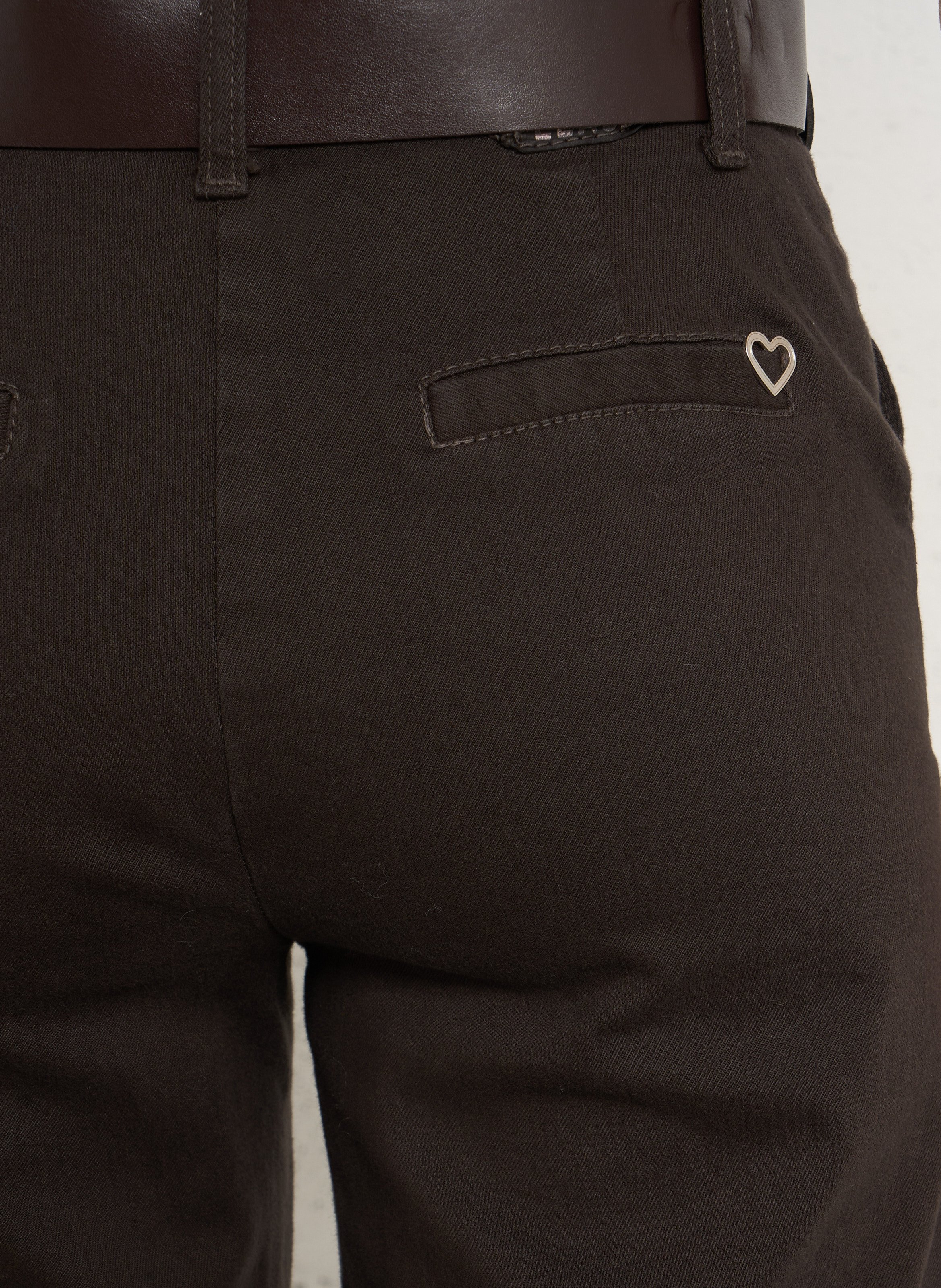 High-waisted cropped cotton-blend jeans PLEASE Brown