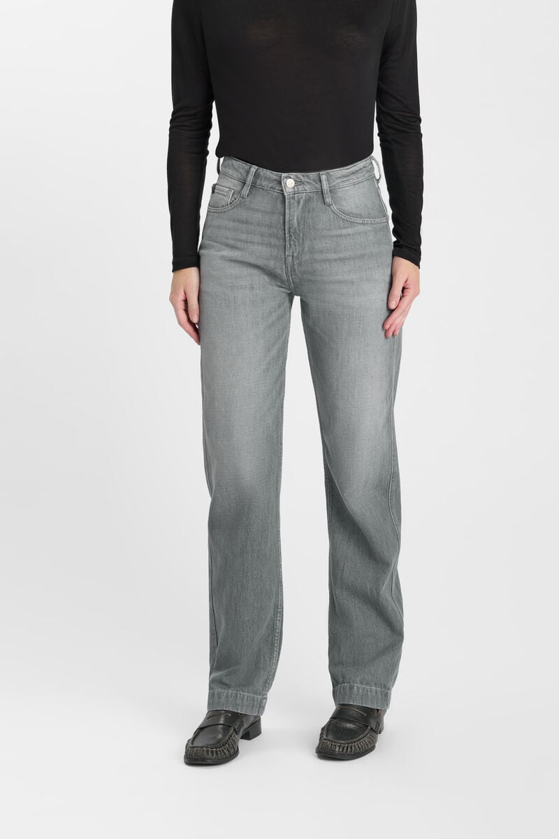 High-waisted straight-leg zip jeans LE TEMPS DES CERISES Grey