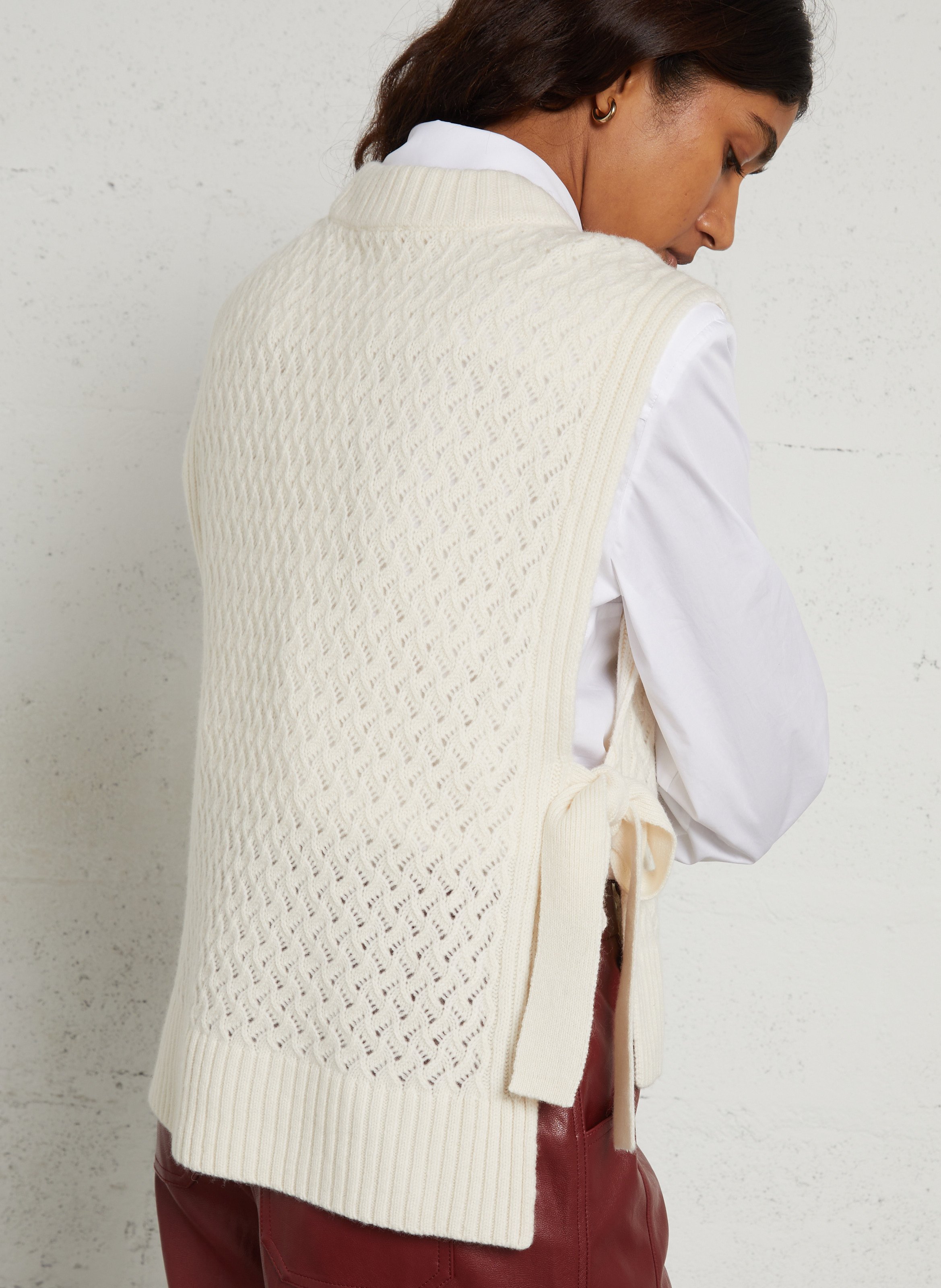 Sleeveless solid wool sweater PETITE MENDIGOTE Beige
