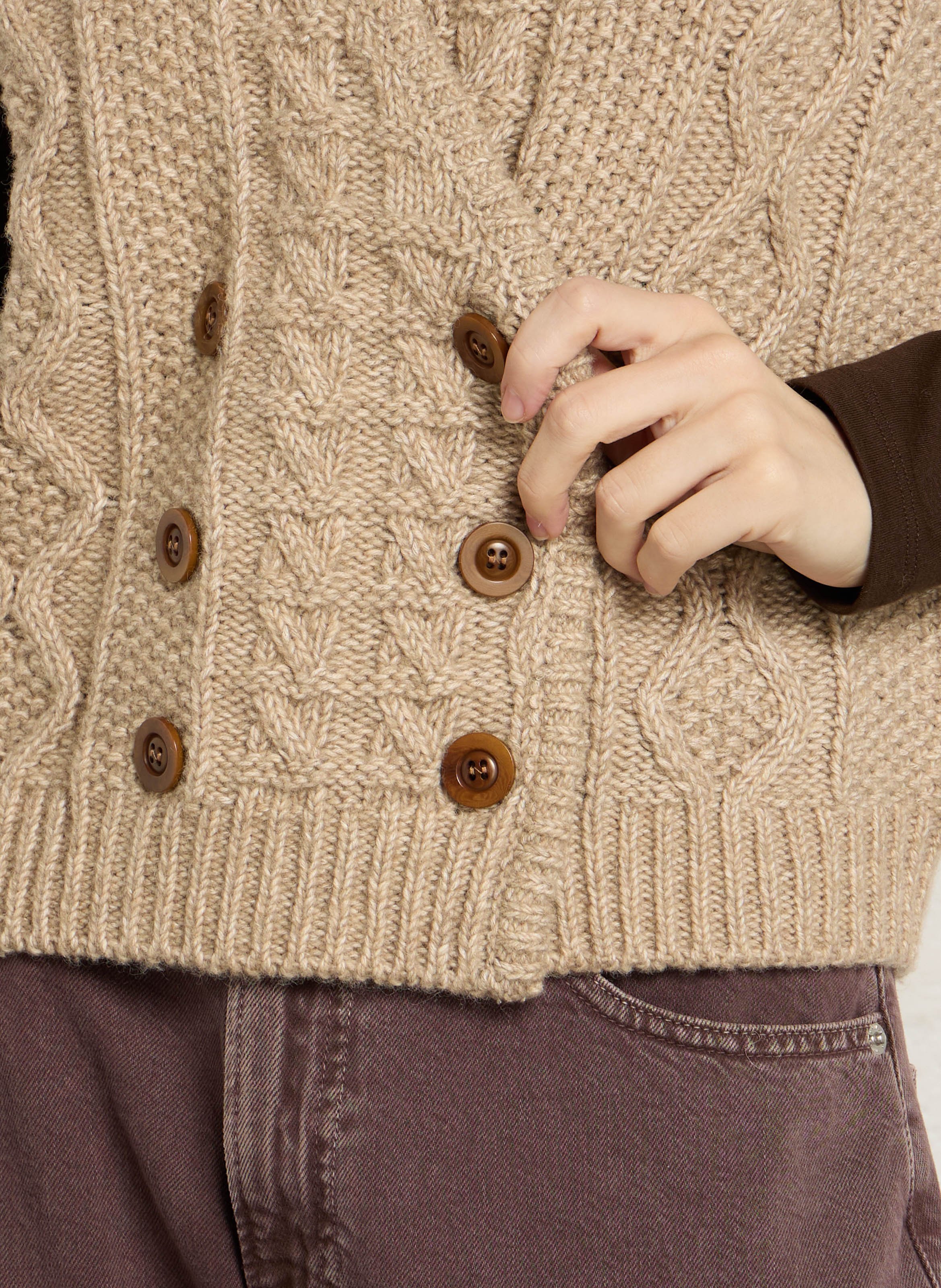 Pull droit sans manches en coton mélangé MAISON 123 Gris