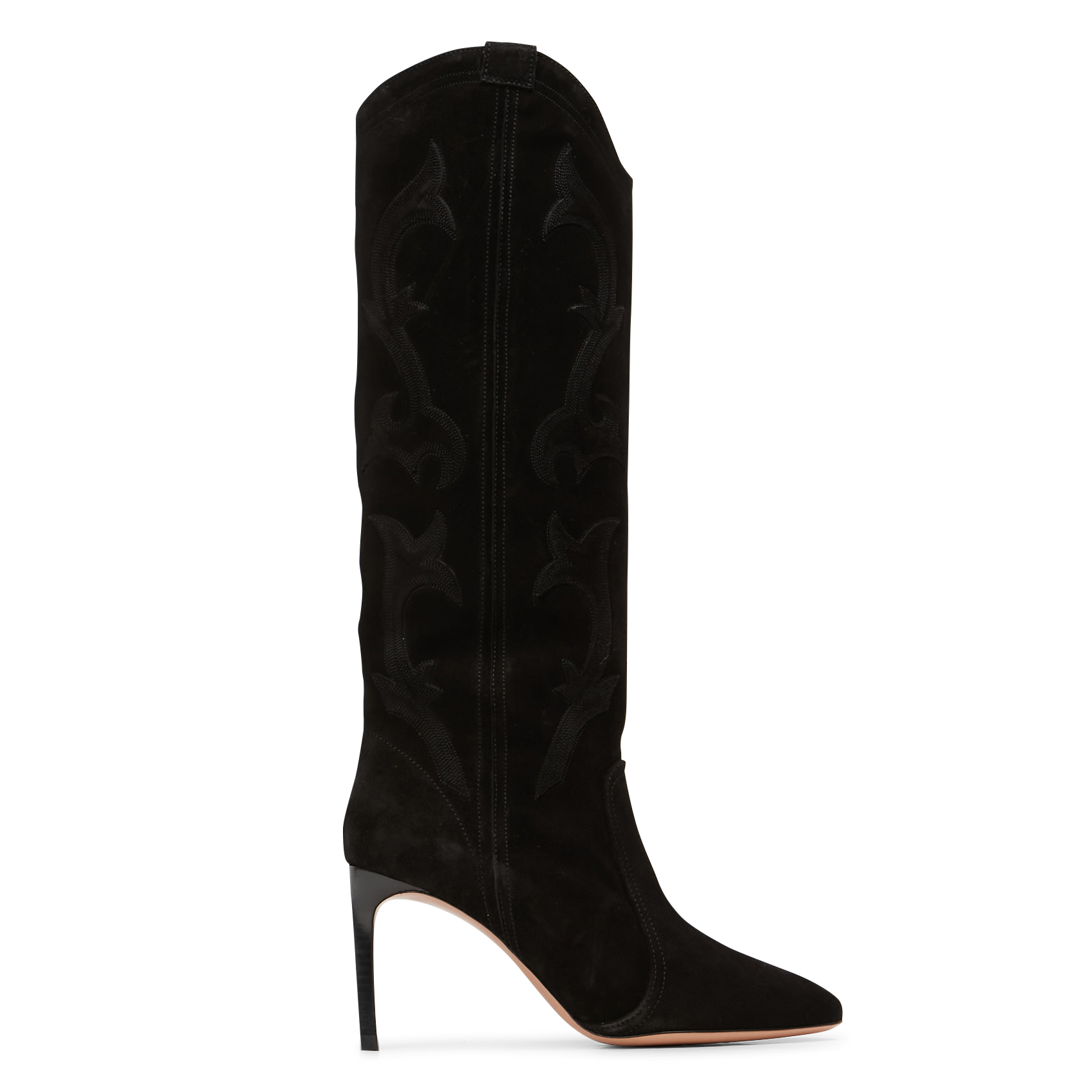 Bottes à talon en cuir velours BA&SH