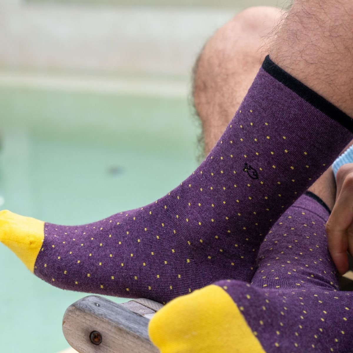 Combed cotton socks with polka dots BILLYBELT Purple