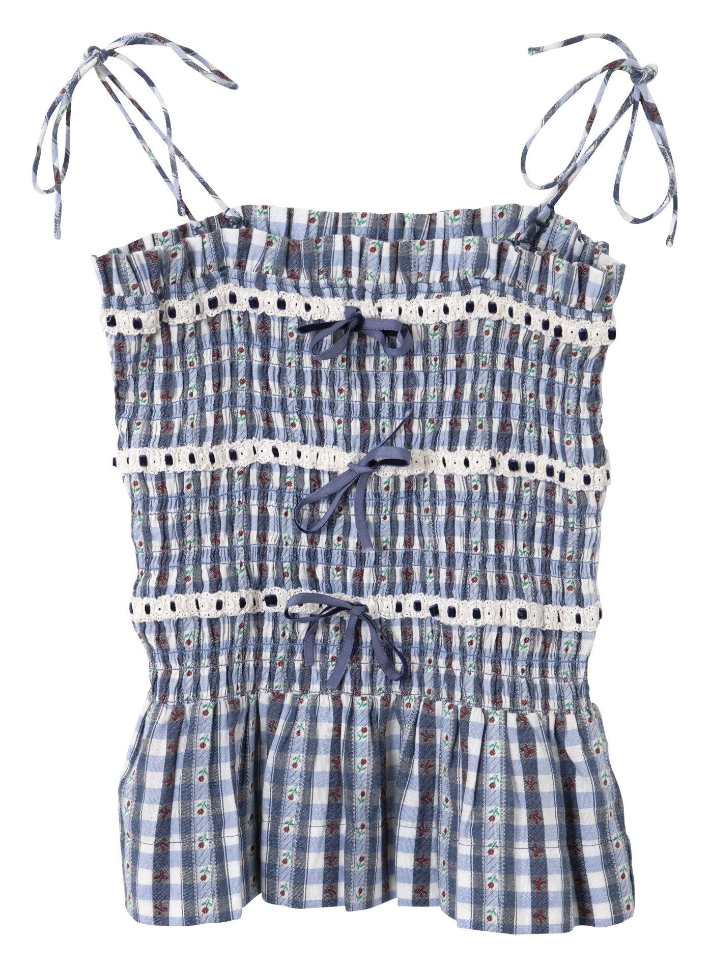 Square Neck Striped Organic Cotton Top DAMSON MADDER Blue