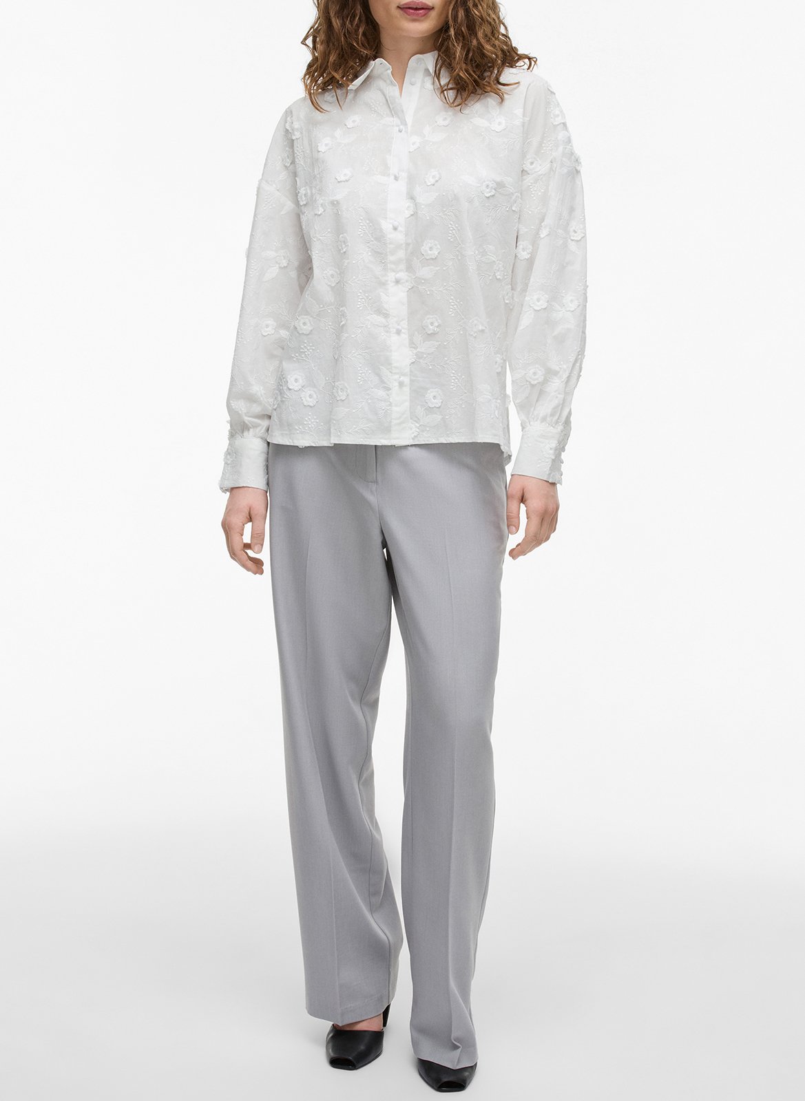 Chemise droite brodée VILA Blanc