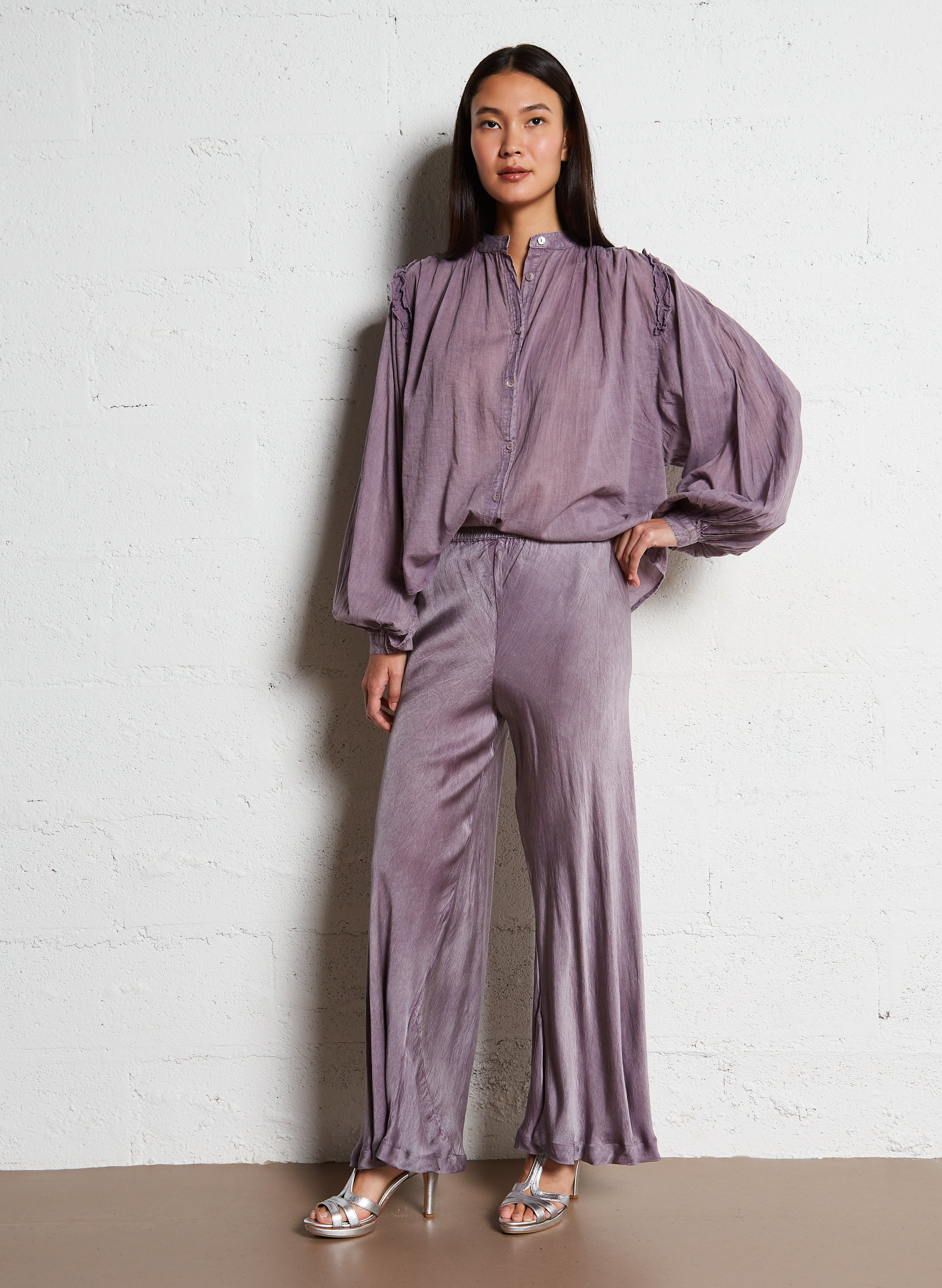 Buttoned round-neck blouse MES DEMOISELLES Purple