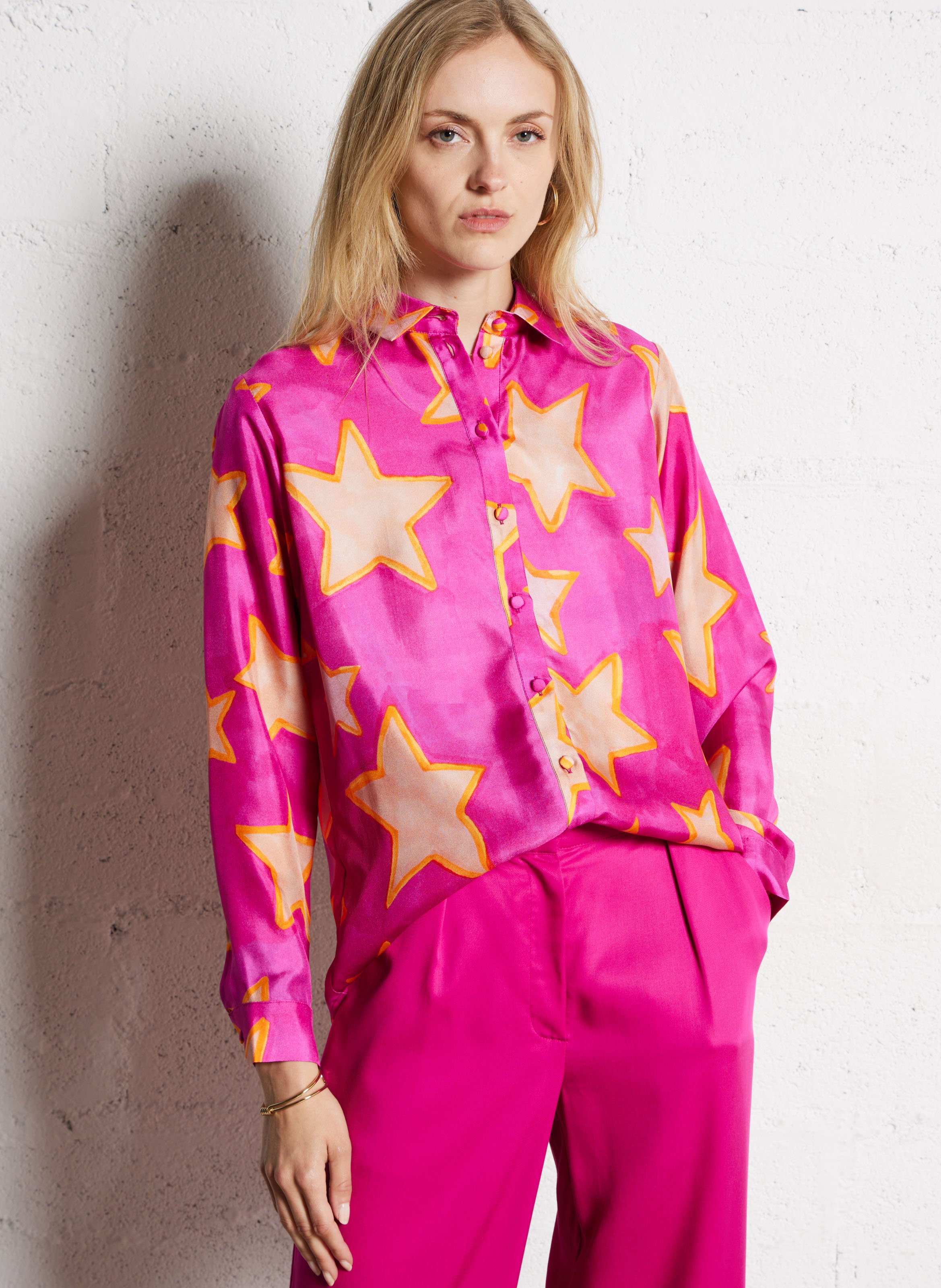 Chemise droite en soie ELISE CHALMIN Rose