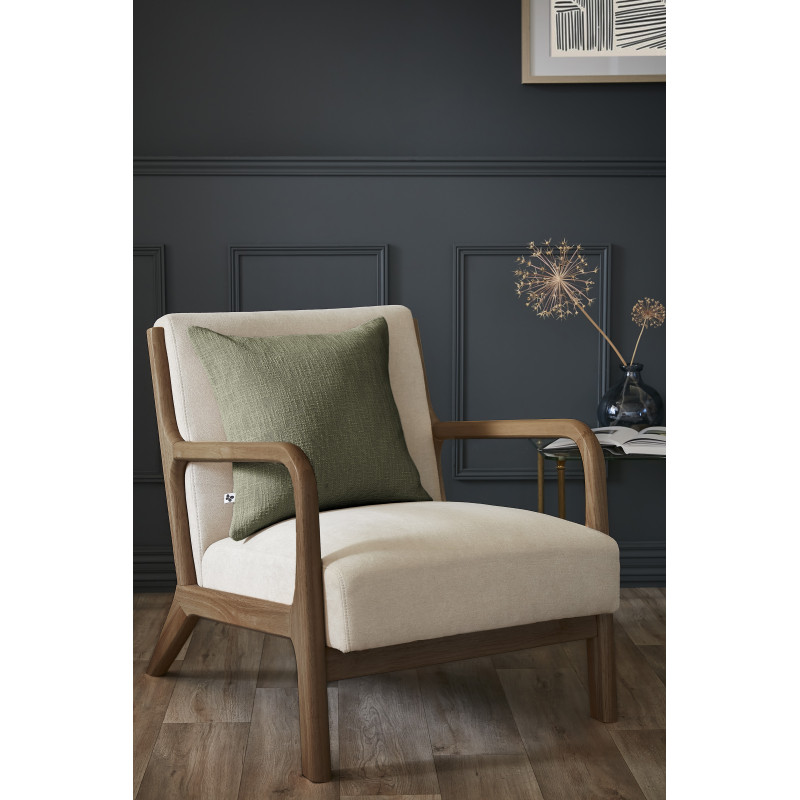 Coussin déco déhoussable 100% coton L'EFFET PAPILLON Beige